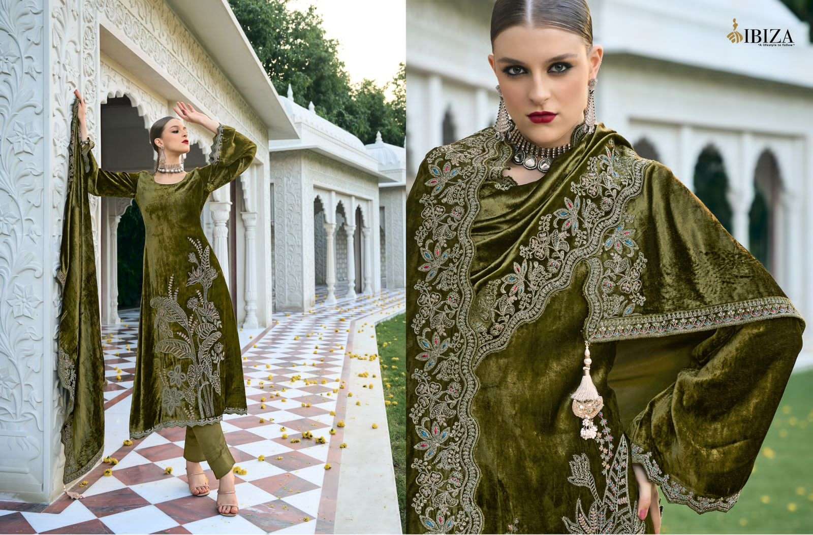 IBIZA RAJKUMARI DESIGNER VELVET DRESS CATALOG EXPORTER 2023