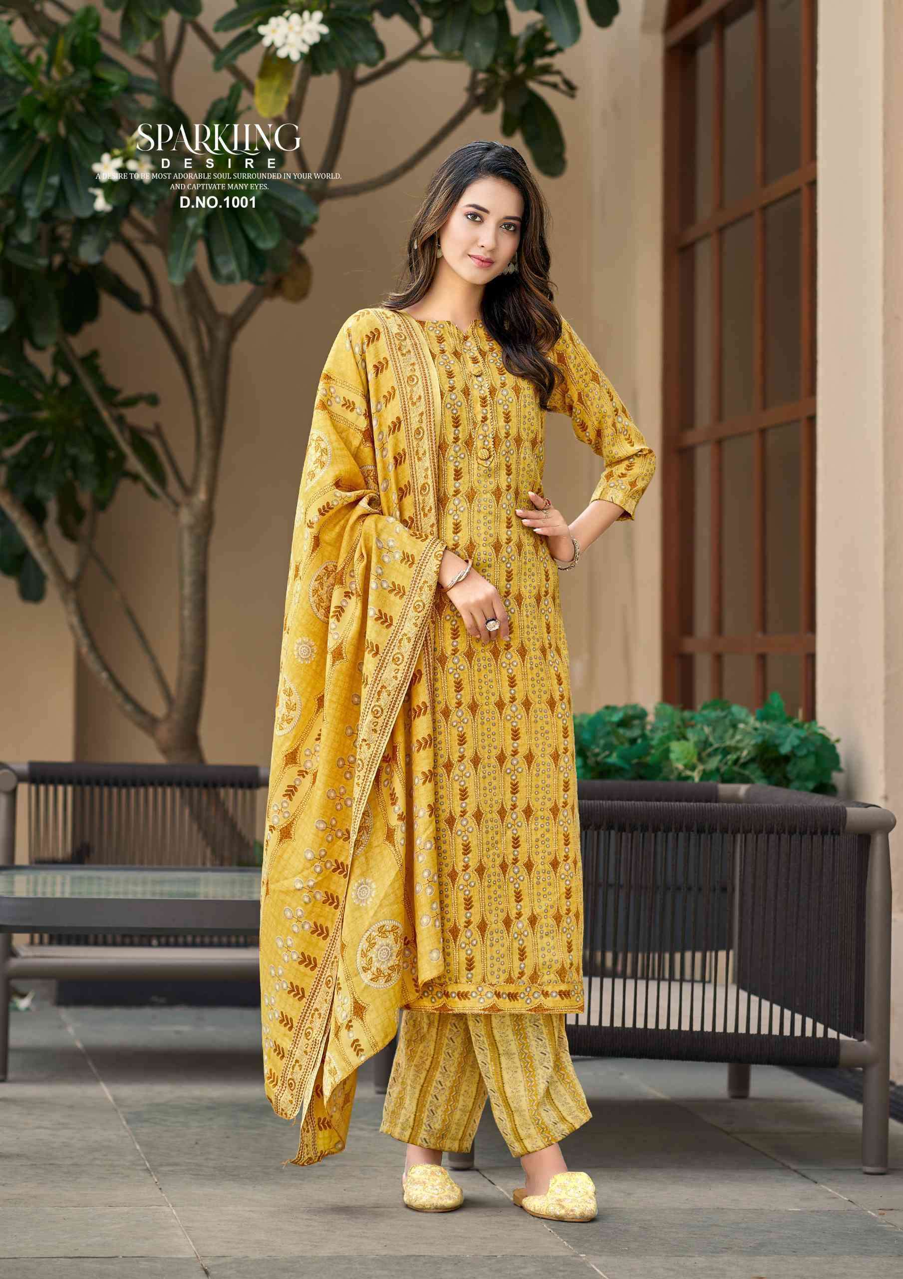 Unstitched Silk Velvet Yellow Pakistani Print Winter Suit – Stilento