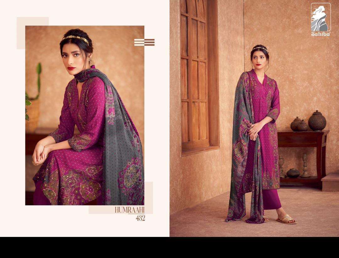 SAHIBA HUMRAAHI PASHMINA LADIES SUIT CATALOGUE WHOLESALER 