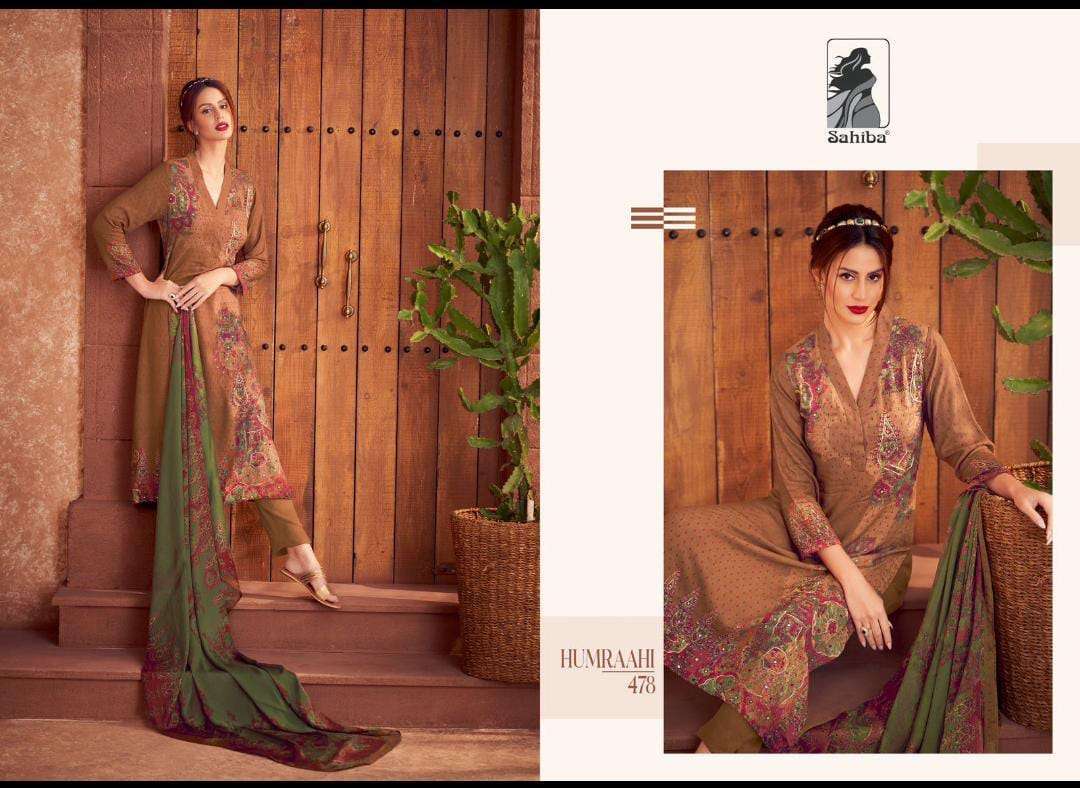 SAHIBA HUMRAAHI PASHMINA LADIES SUIT CATALOGUE WHOLESALER 
