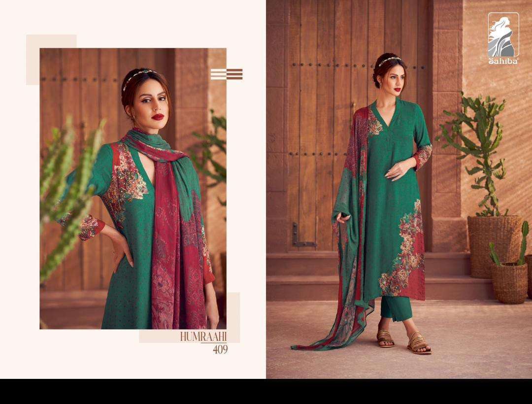 SAHIBA HUMRAAHI PASHMINA LADIES SUIT CATALOGUE WHOLESALER 