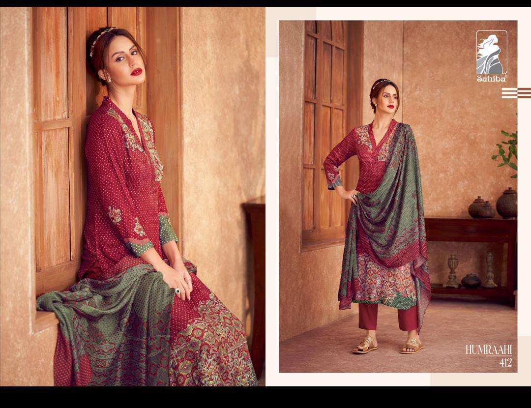 SAHIBA HUMRAAHI PASHMINA LADIES SUIT CATALOGUE WHOLESALER 