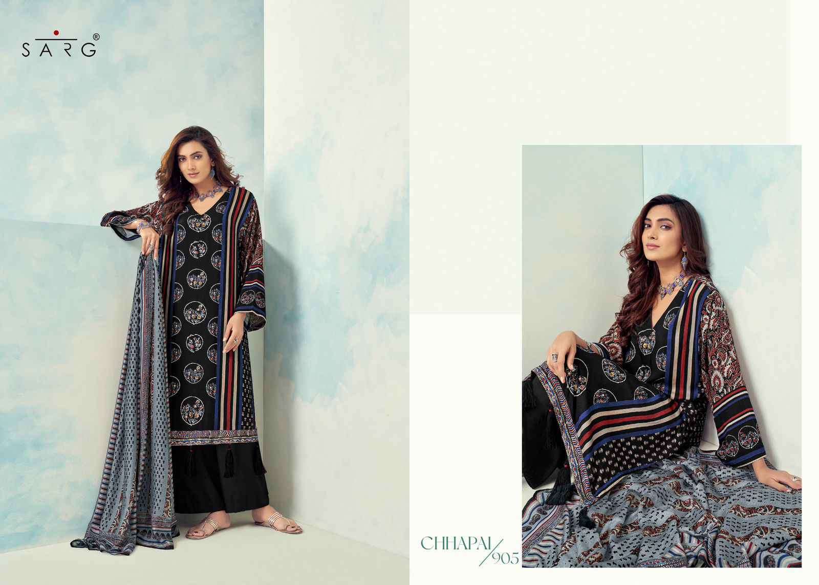 SARG CHHAPAI BRANDED WINTER WEAR SALWER SUIT CATALOG SUPPLIER 
