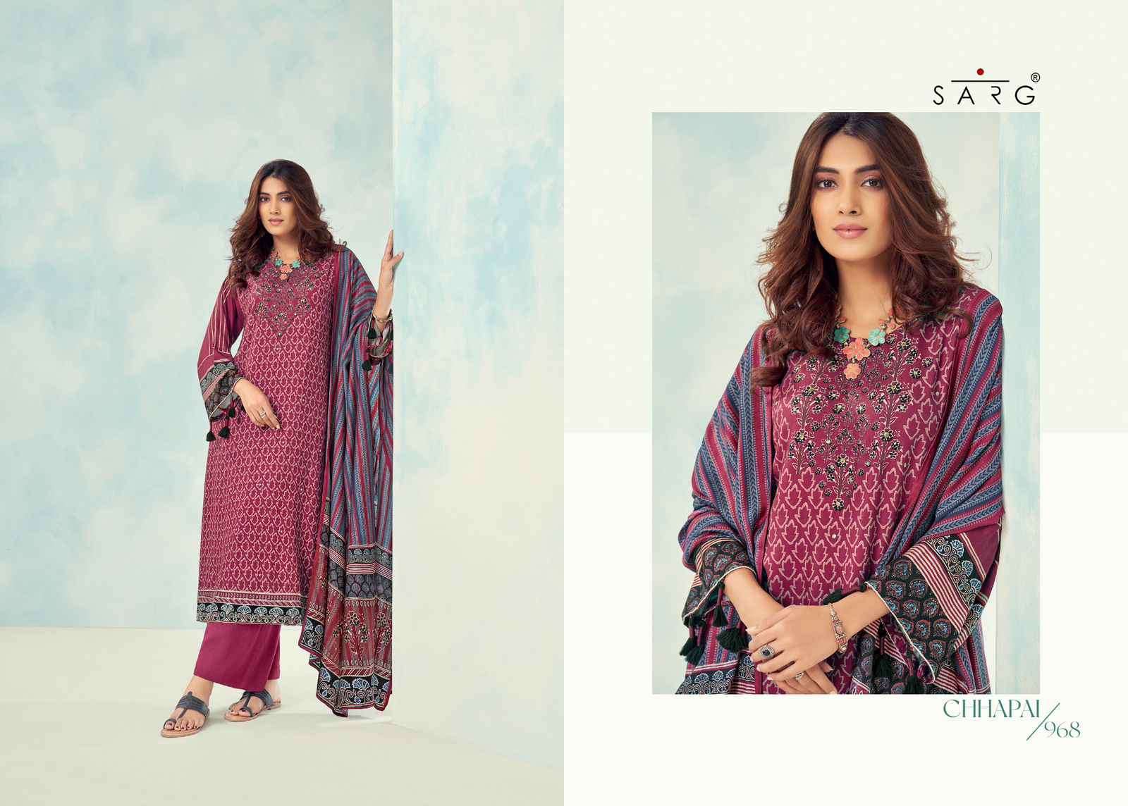 SARG CHHAPAI BRANDED WINTER WEAR SALWER SUIT CATALOG SUPPLIER 