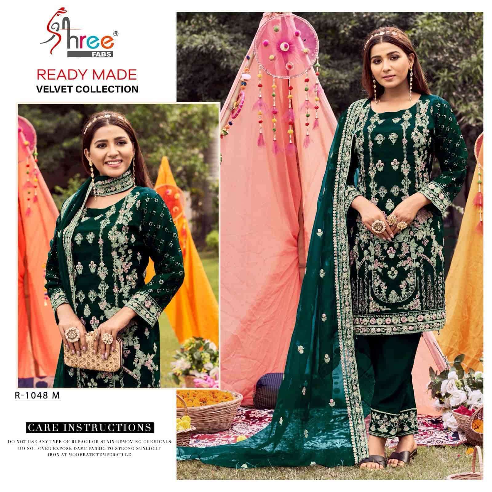 SHREE FAB R 1048 COLORS PAKISTANI READYMADE VELVET SUIT SUPPLIER 