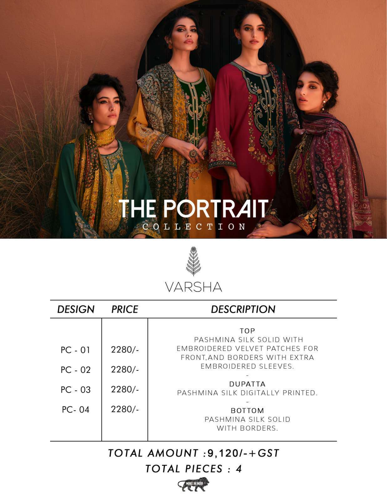 VARSHA THE PORTRAIT DESIGNER PASHMINA WEAR DRESS BRANDED COLLECTION 