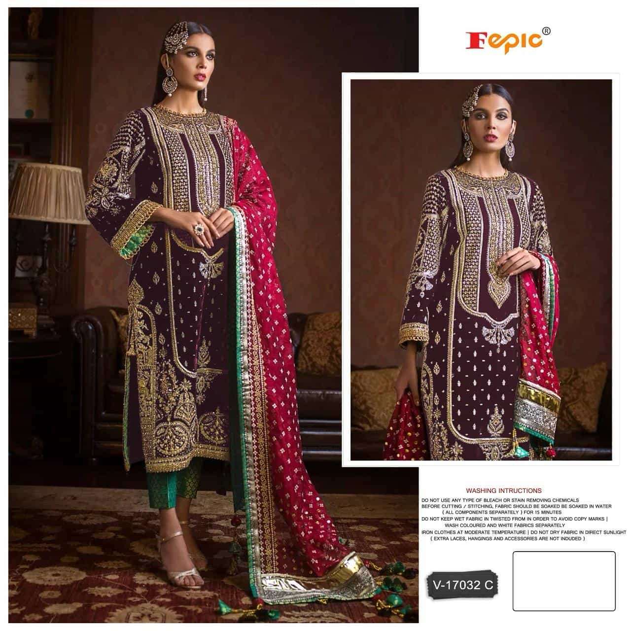 FEPIC V 17032 COLORS PAKISTANI VELVET SUIT COLLECTION SUPPLIER IN SURAT 