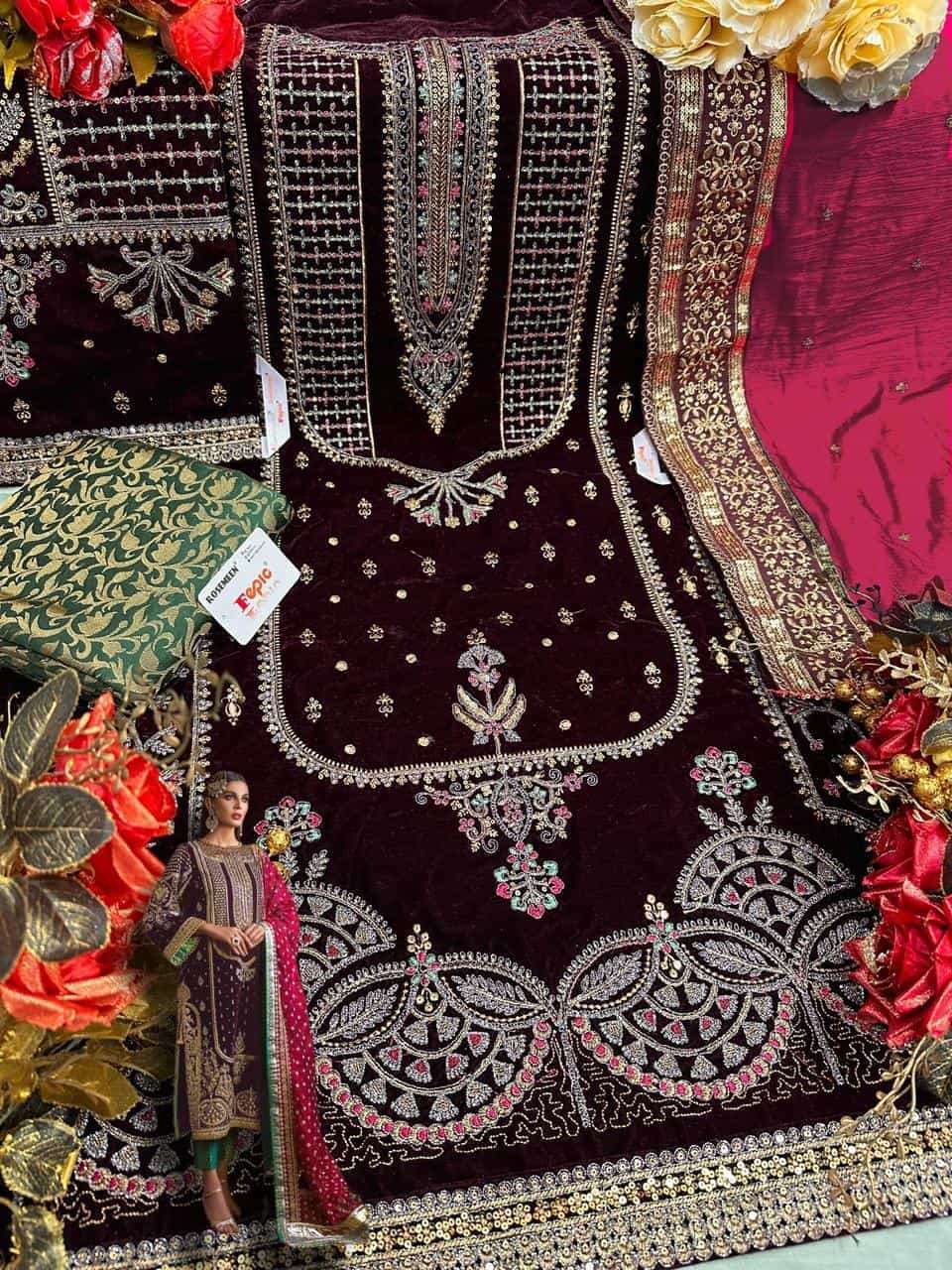 FEPIC V 17032 COLORS PAKISTANI VELVET SUIT COLLECTION SUPPLIER IN SURAT 