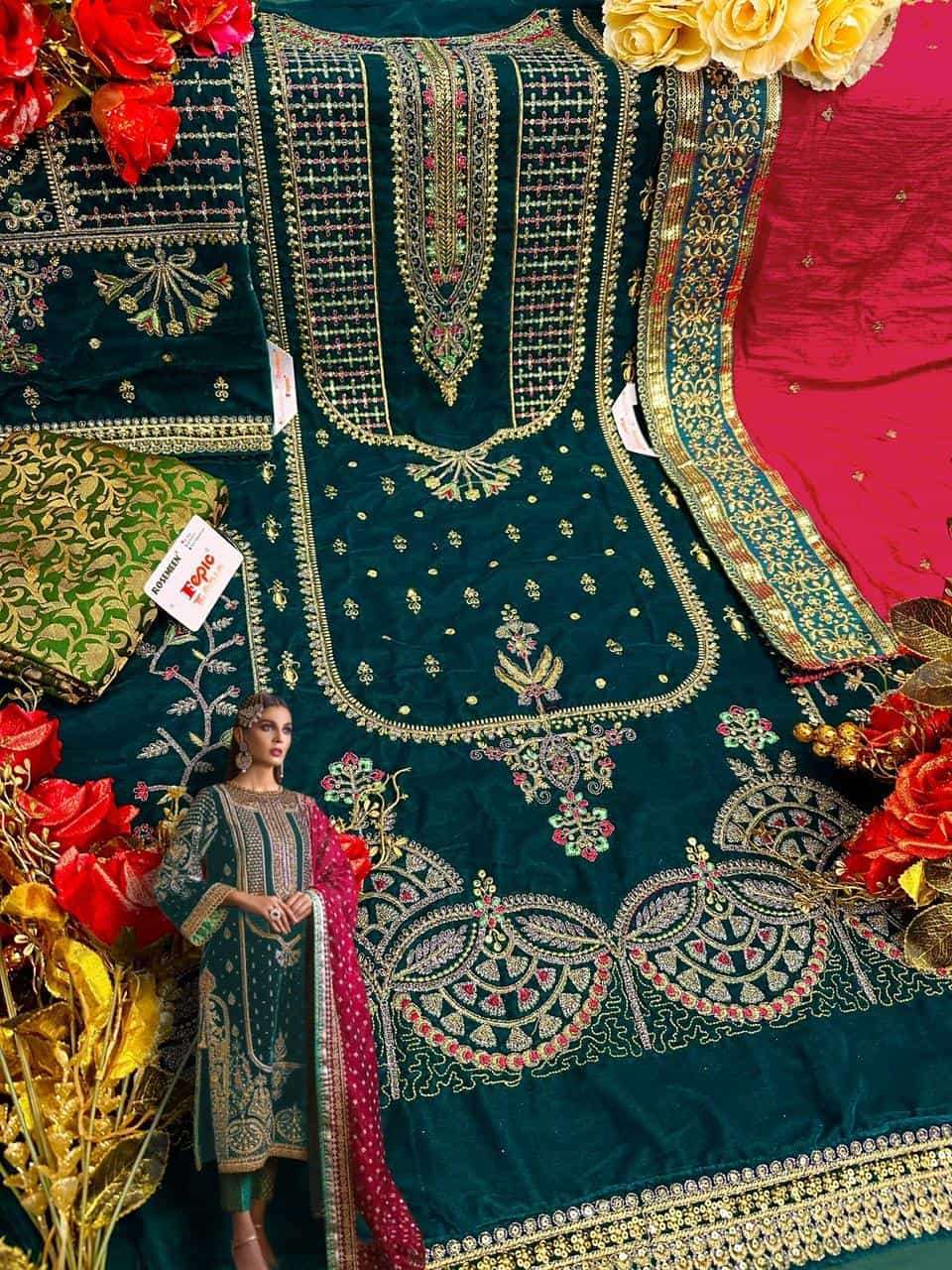FEPIC V 17032 COLORS PAKISTANI VELVET SUIT COLLECTION SUPPLIER IN SURAT 