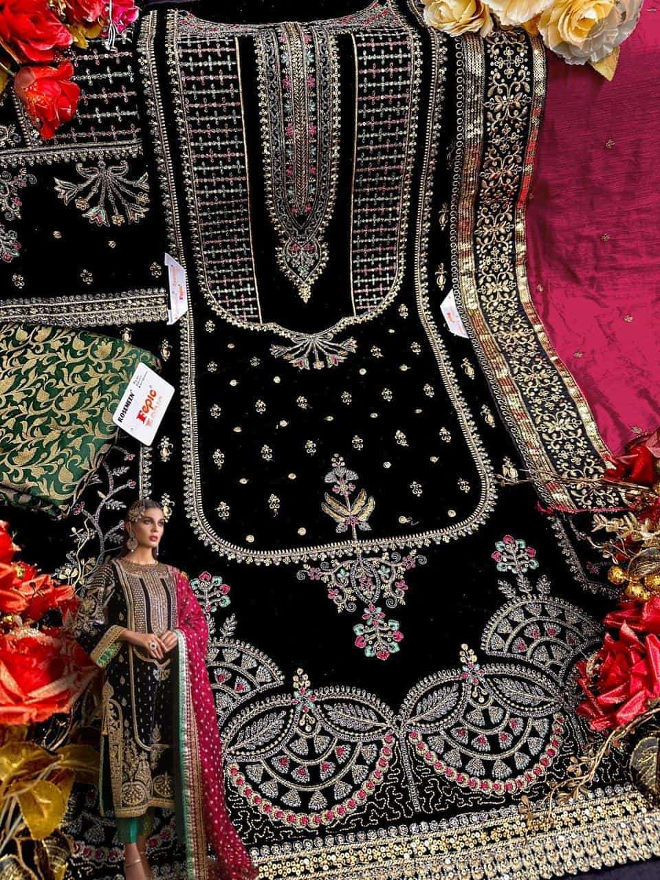 FEPIC V 17032 COLORS PAKISTANI VELVET SUIT COLLECTION SUPPLIER IN SURAT 