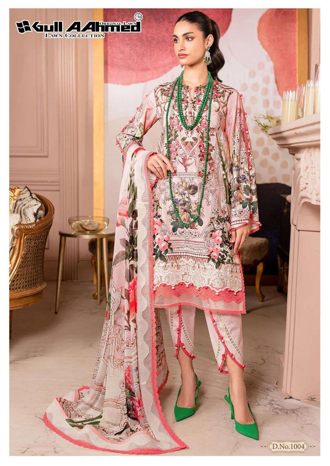 3PC Embroidered Foil Printed Nylon Unstitched Suit with Foil Printed  Organza Dupatta FE-32110 | GulAhmed