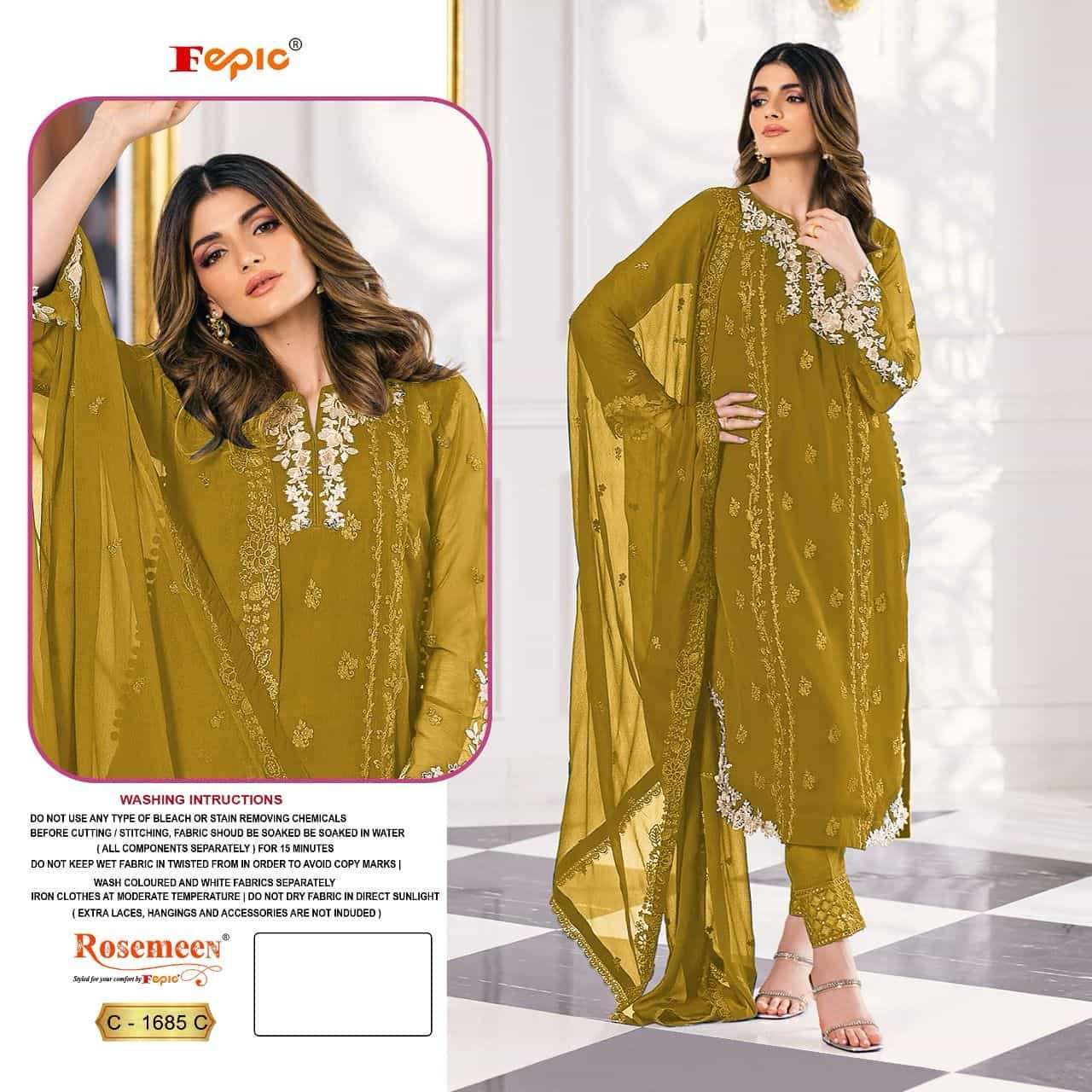 FEPIC C 1685 COLOR FANCY DESIGNER STYLE PAKISTANI SALWER SUIT SUPPLIER BEST RATE SURAT 
