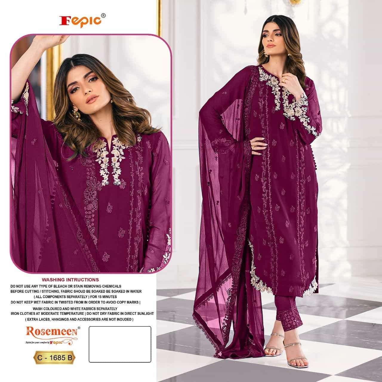 FEPIC C 1685 COLOR FANCY DESIGNER STYLE PAKISTANI SALWER SUIT SUPPLIER BEST RATE SURAT 