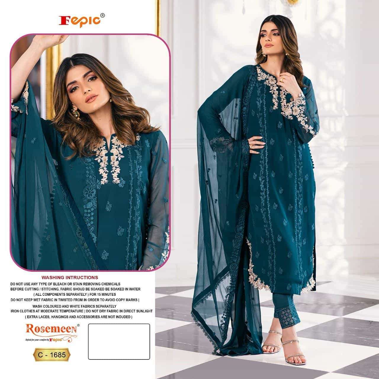 FEPIC C 1685 COLOR FANCY DESIGNER STYLE PAKISTANI SALWER SUIT SUPPLIER BEST RATE SURAT 