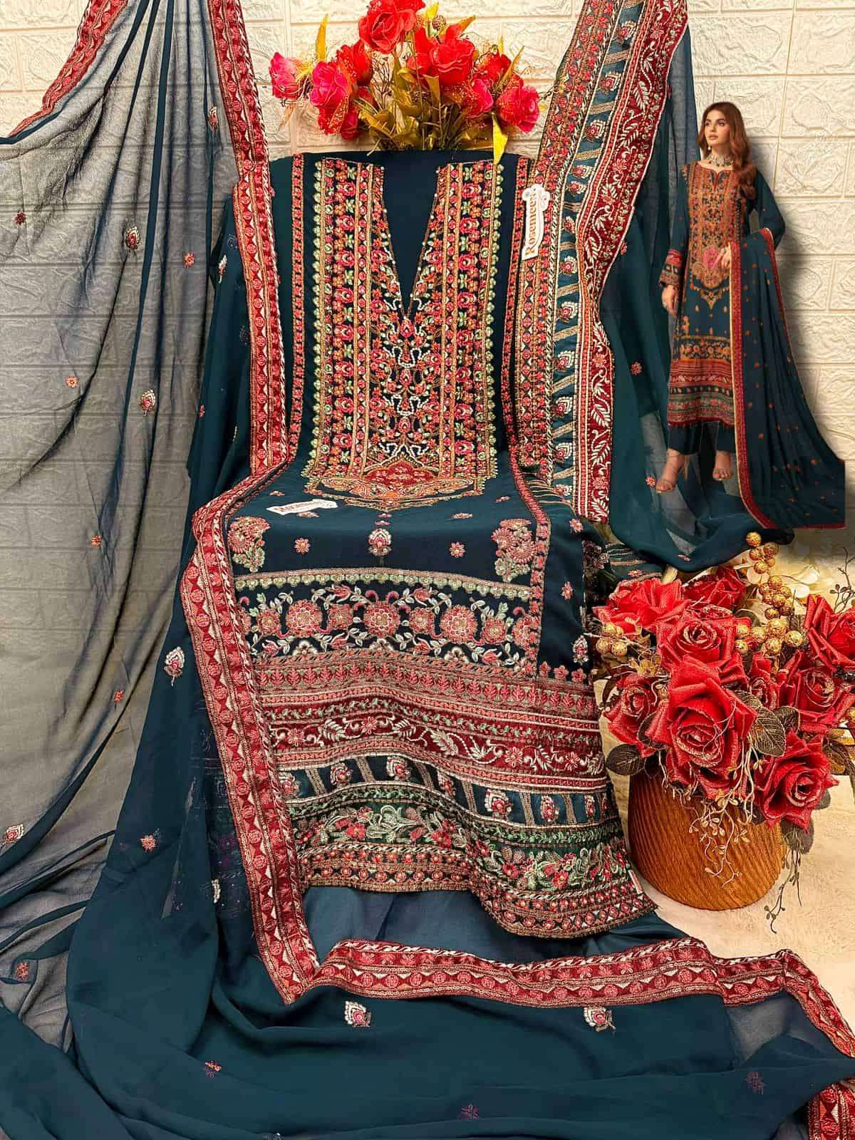 FEPIC C 1713 COLORS PAKISTANI GEORGETTE EMBROIDERY HANDWORK SUIT COLLECTION SUPPLIER 2023