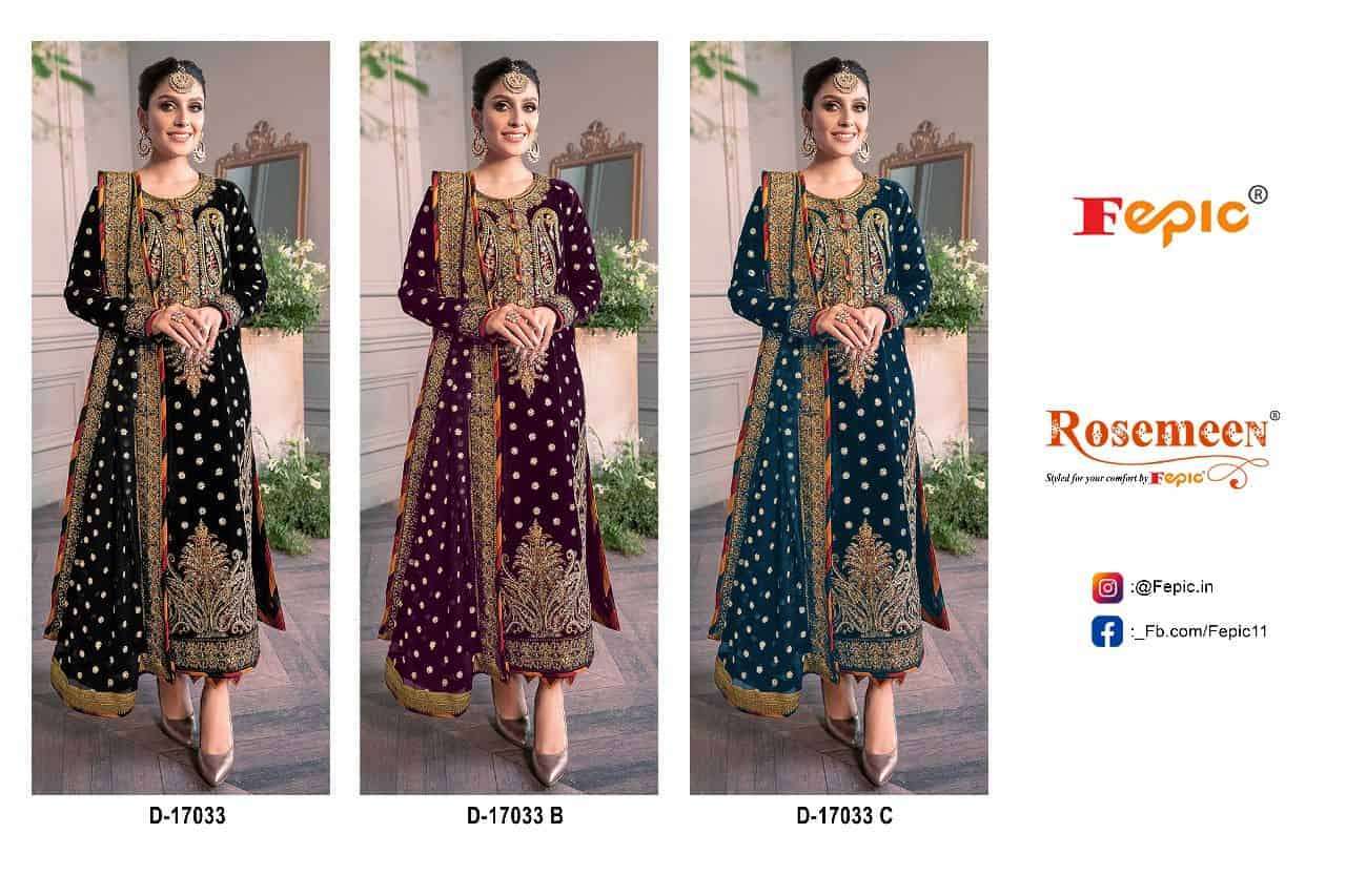 FEPIC V 17033 COLORS HEAVY DESIGNER STYLE PAKISTANI WINTER SUIT COLLECTION WHOLESALE RATE SURAT  