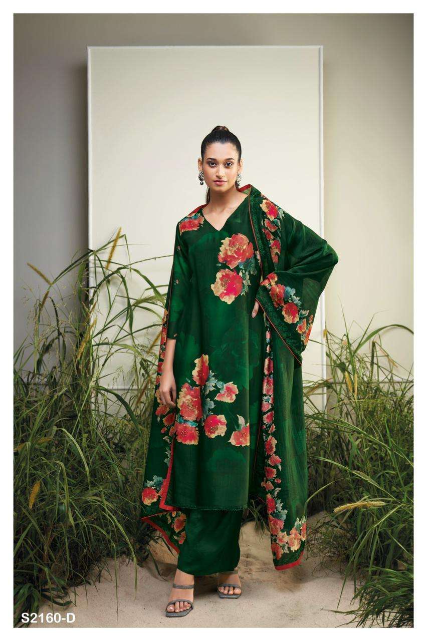 GANGA LORNA 2160 FANCY ORGANZA SILK HANDWORK  UNSTITCHED SALWAR KAMEEZ 