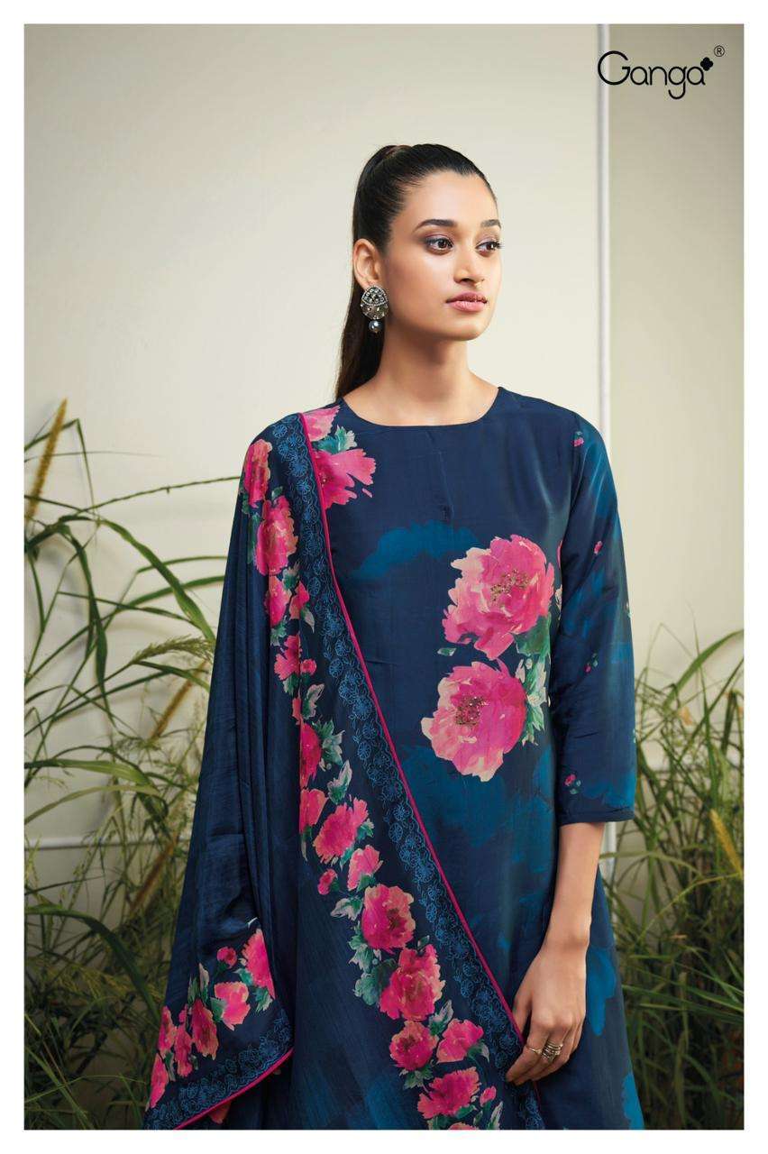 GANGA LORNA 2160 FANCY ORGANZA SILK HANDWORK  UNSTITCHED SALWAR KAMEEZ 