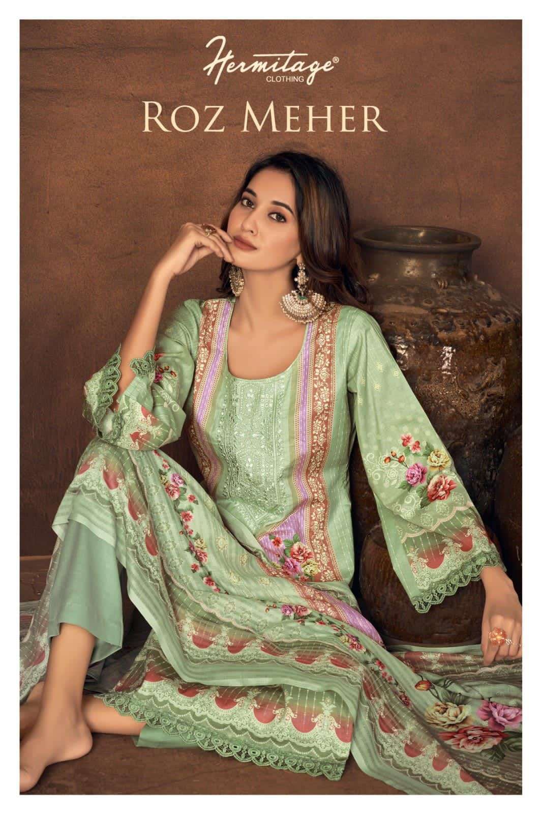 HERMITAGE ROZ MEHAR PAKISTANI STYLE COTTON LADIES SUIT SUPPLIER 2023