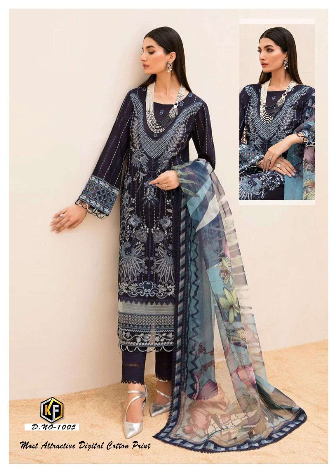 Flamboyant Grey Printed Unstitched Salwar Suit | Leemboodi