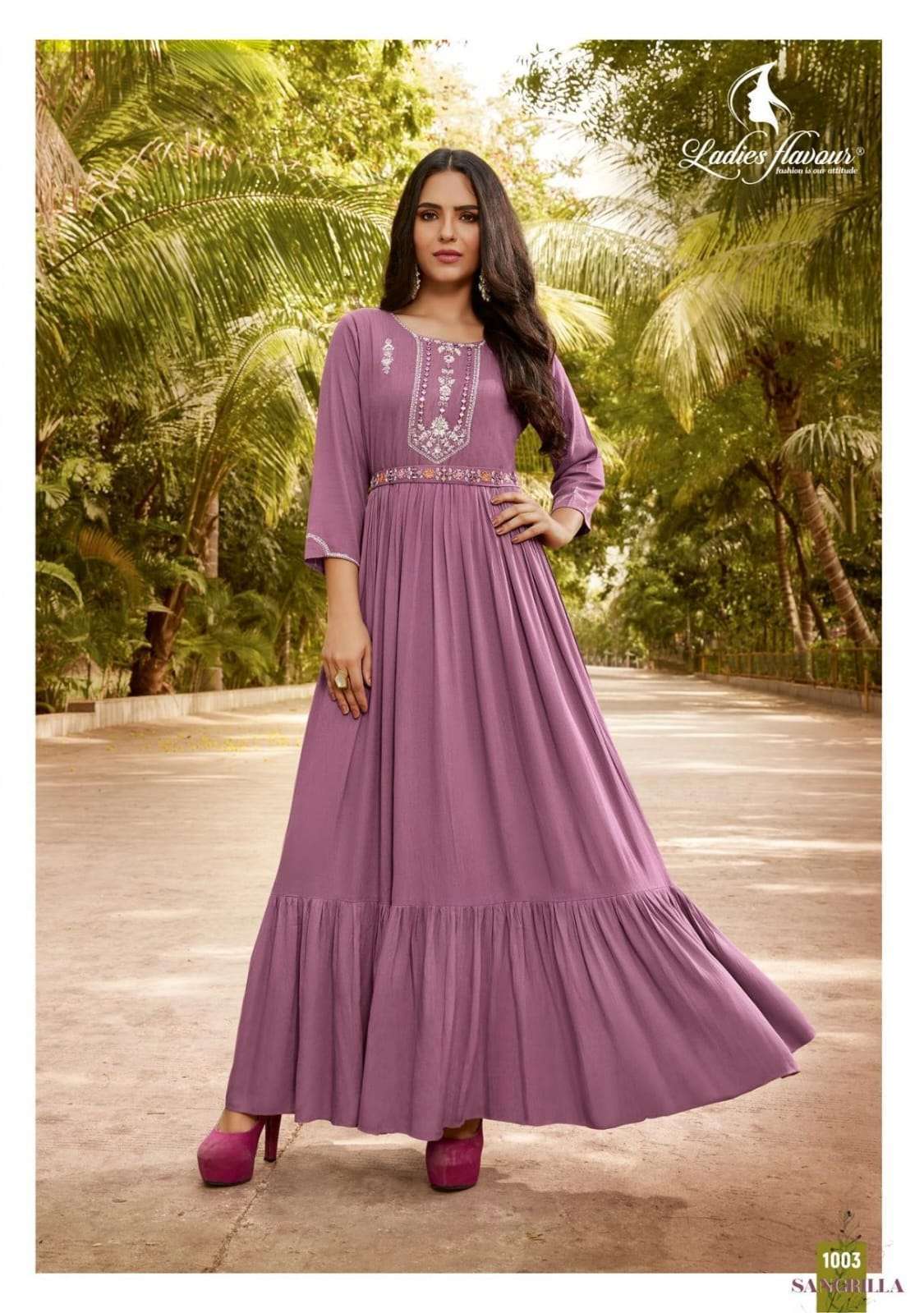 Party Wear 3/4th Sleeve Cotton Rayon Heavy Gown Kurti at Rs 799 in Surat