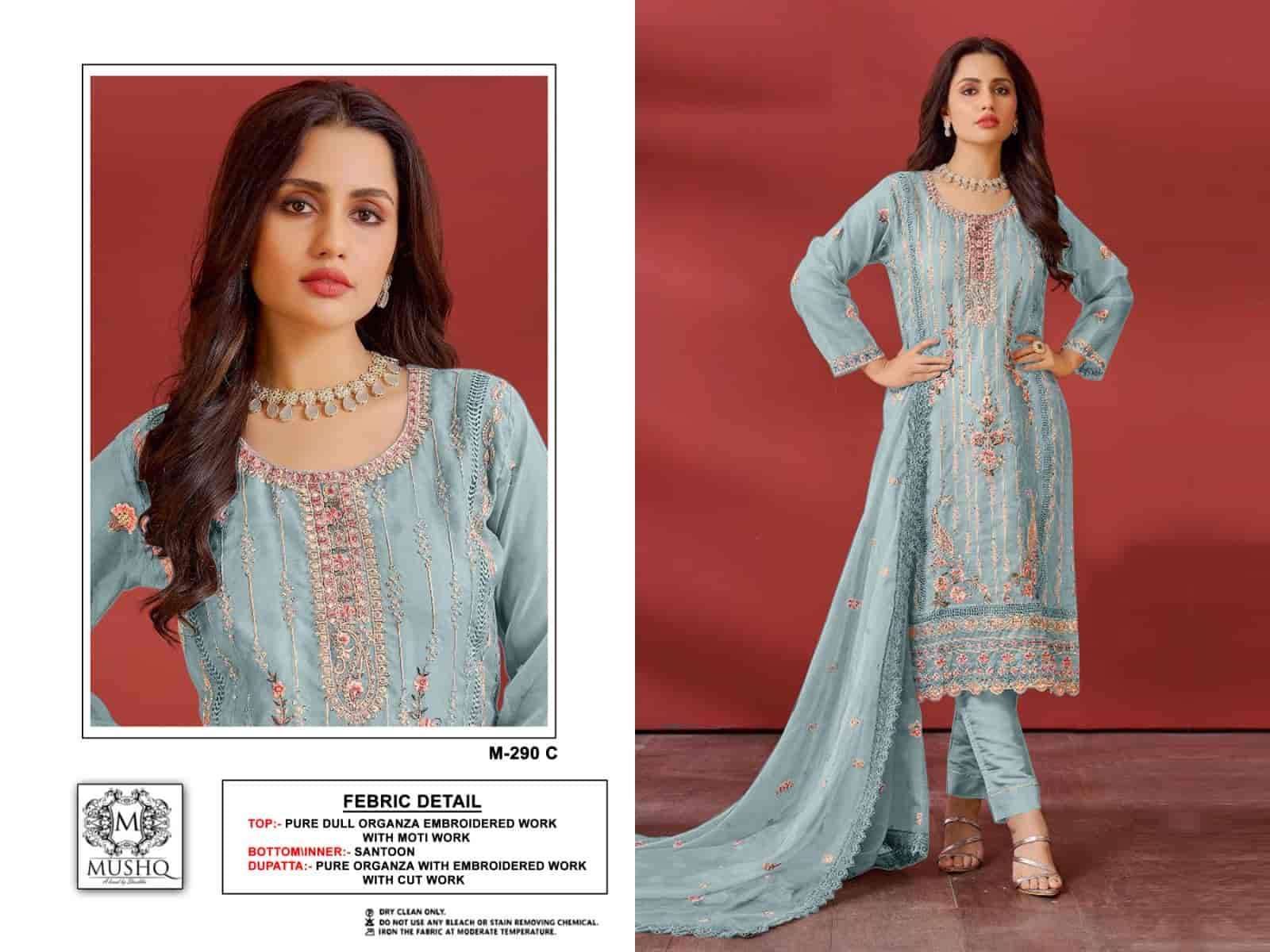 MUSHQ M 290 COLORS PAKISTANI PURE ORGANZA SUIT COLLECTION WHOLESALE RATE SURAT 