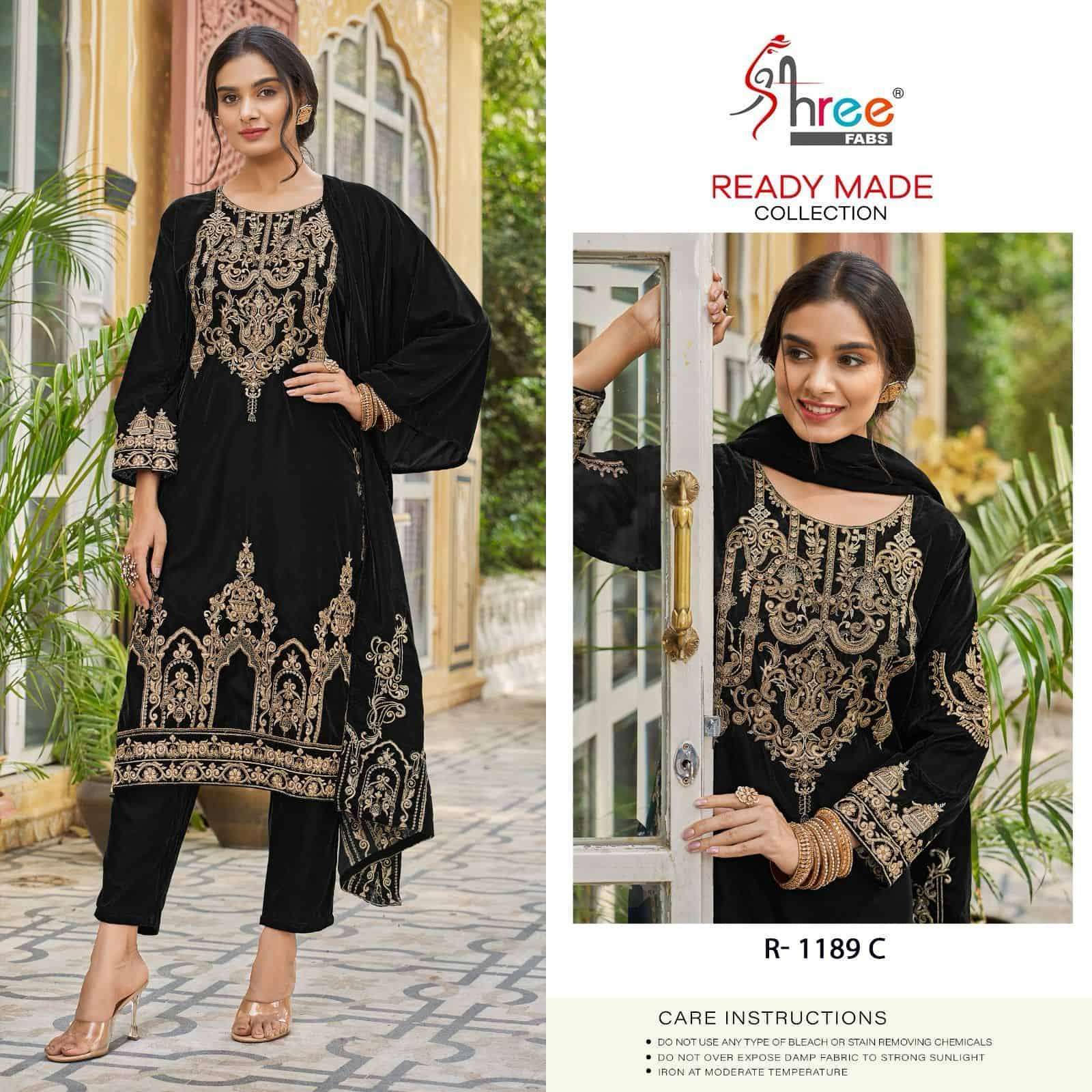 SHREE FAB R 1189 COLORS VELVET READYMADE COLLECTION SUIT WHOLESALERS