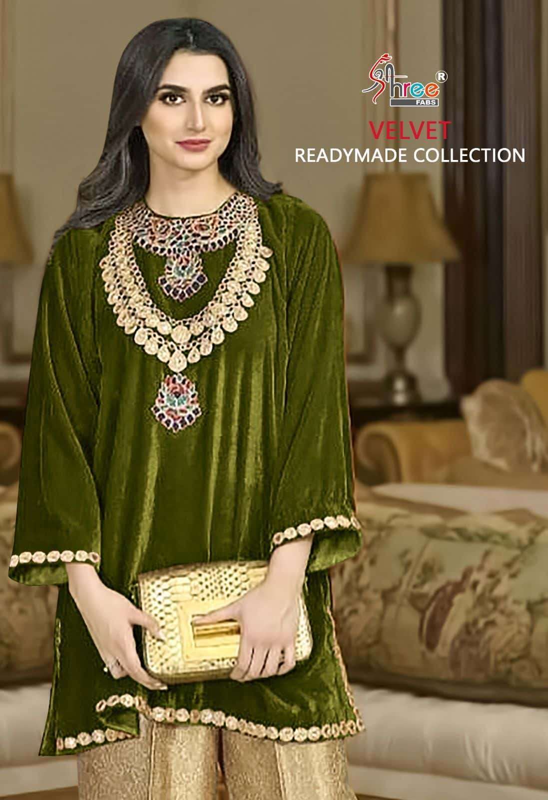 SHREE FAB R 1205 VELVET READYMADE COLLECTION WINTER CORD SET  SUPPLIER 