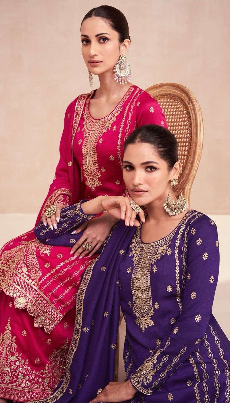 Georgette Embroidered Nayra By Sayuri Designer Readymade Long Palazzo Style Wedding  Suits, 3/4 Sleeve at Rs 1999 in Surat