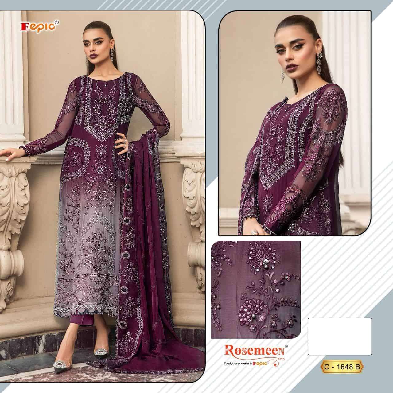 FEPIC C 1648 COLORS PAKISTANI ORGANZA EMBROIDERY SUIT COLLECTION WHOLESALE PRICE