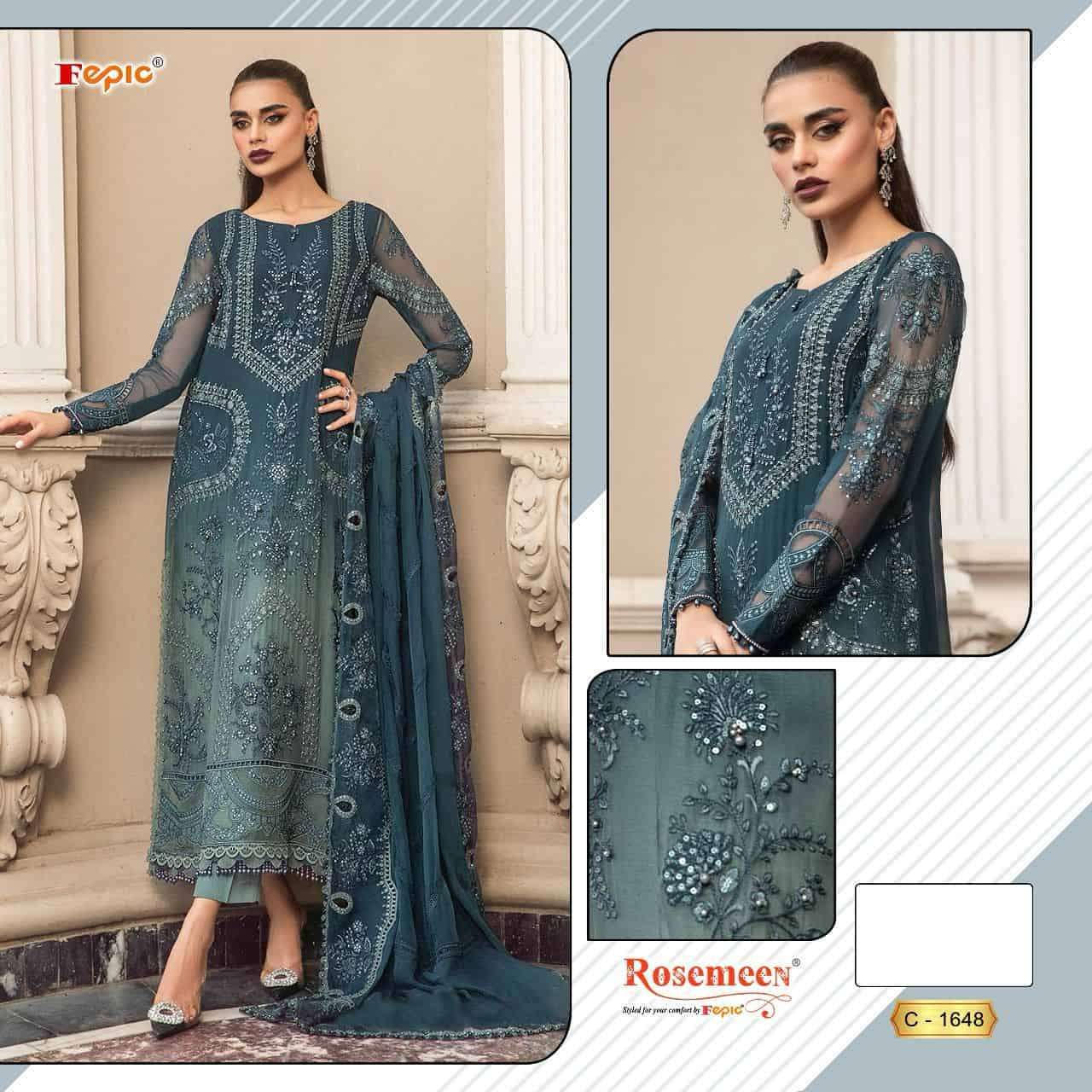 FEPIC C 1648 COLORS PAKISTANI ORGANZA EMBROIDERY SUIT COLLECTION WHOLESALE PRICE
