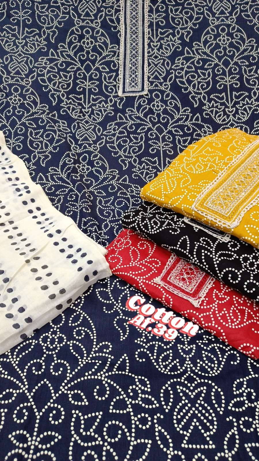 Pure Cotton Indigo Triangle Hand Block Print Fabric - Sanskruti