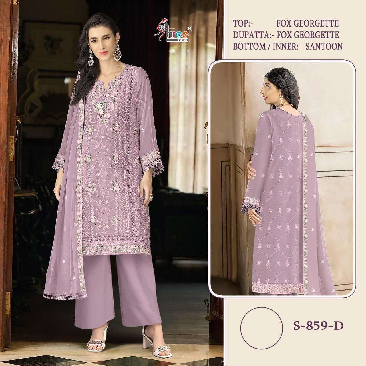 SHREE FAB S 859 COLORS DESIGNER GEORGETTE PAKISTANI DRESS SUPPLIER 