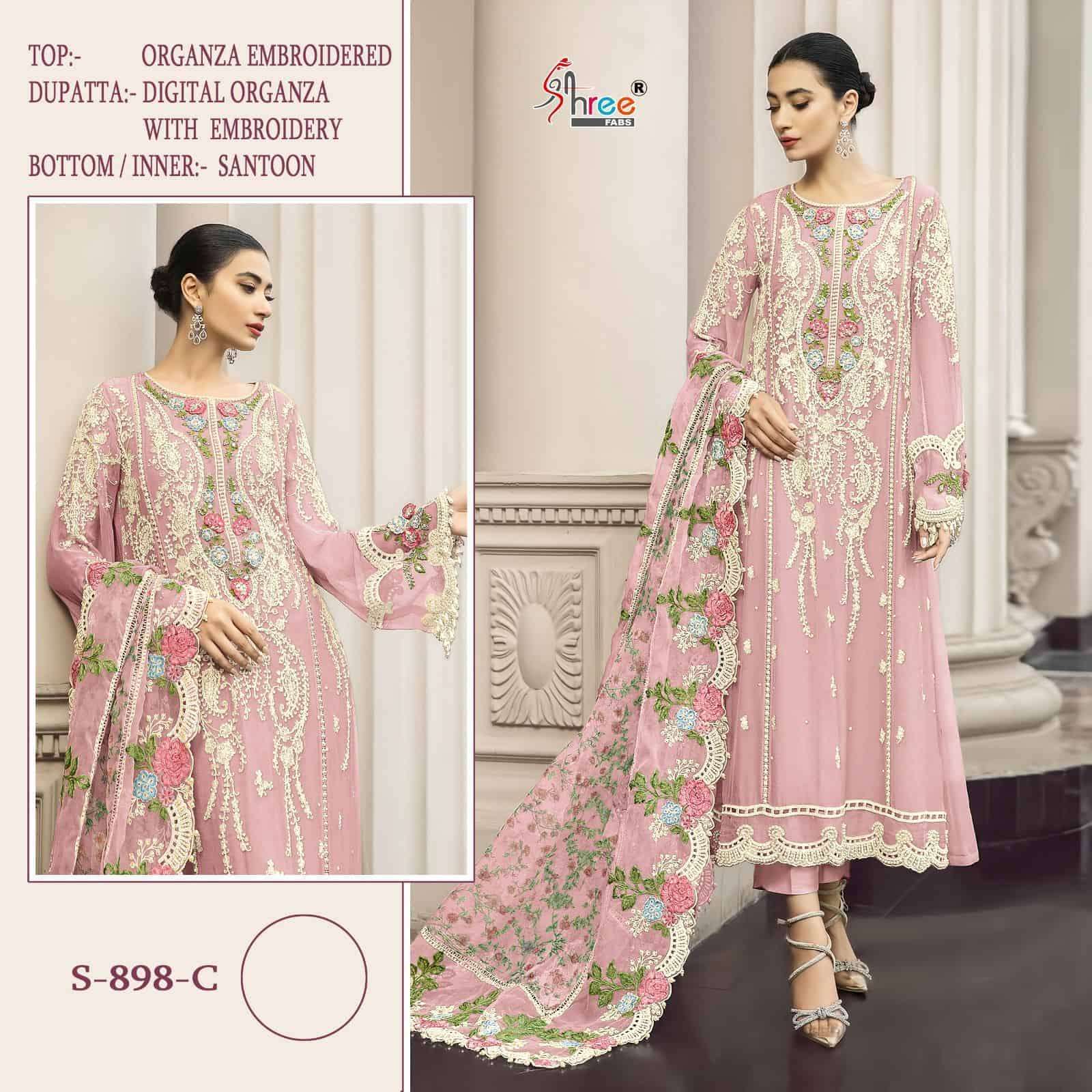 SHREE FAB S 898 COLORS PAKISTANI ORGANZA SUIT SUPPLIER BEST RATE 