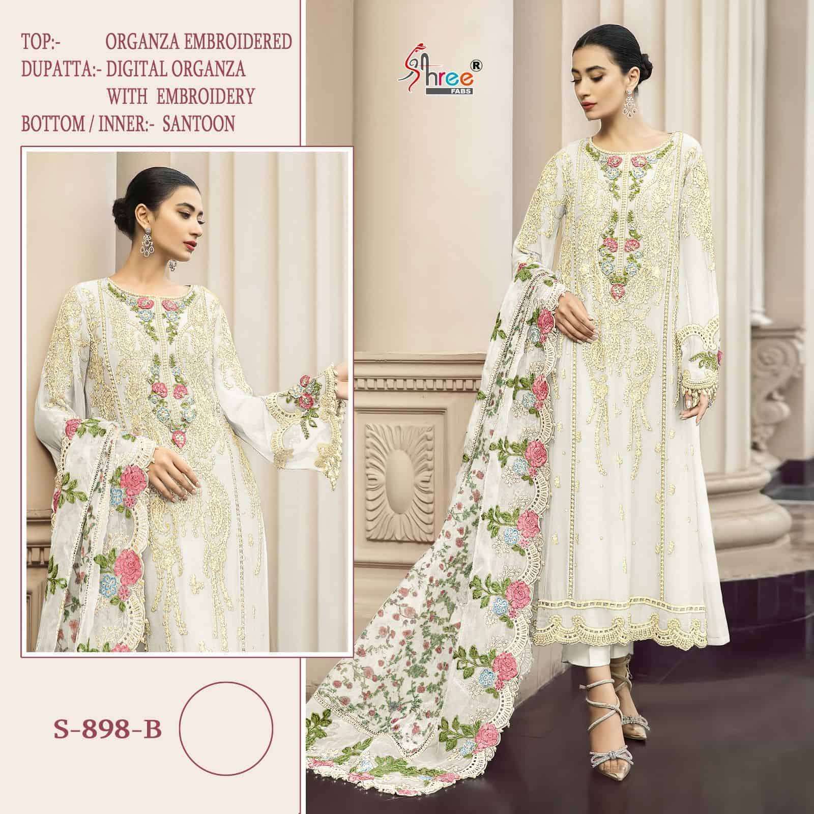 SHREE FAB S 898 COLORS PAKISTANI ORGANZA SUIT SUPPLIER BEST RATE 