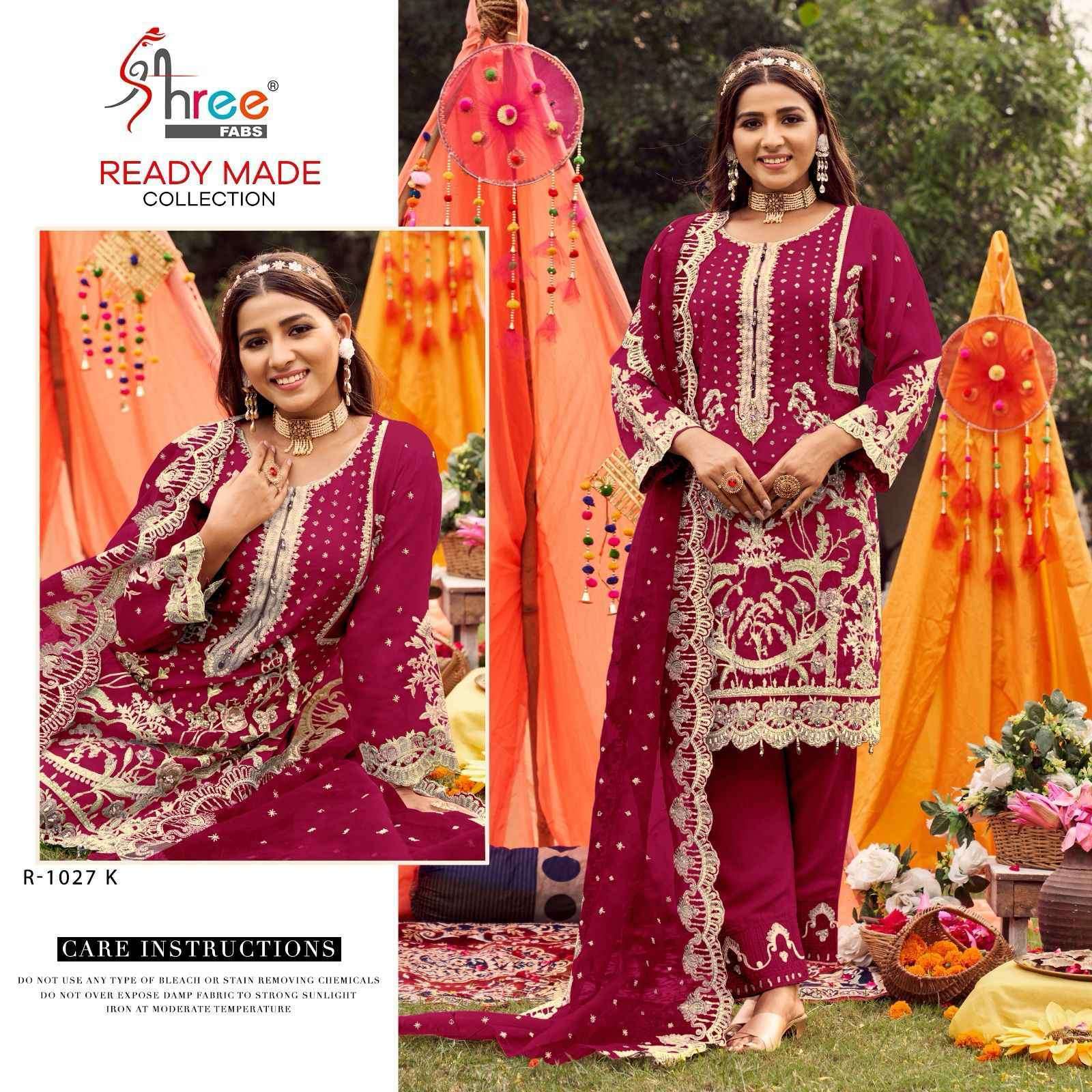 SHREE FABS R 1027 COLORS VOL 2 ORGANZA EMBROIDERY READYMADE PAKISTANI SUIT SUPPLIER 