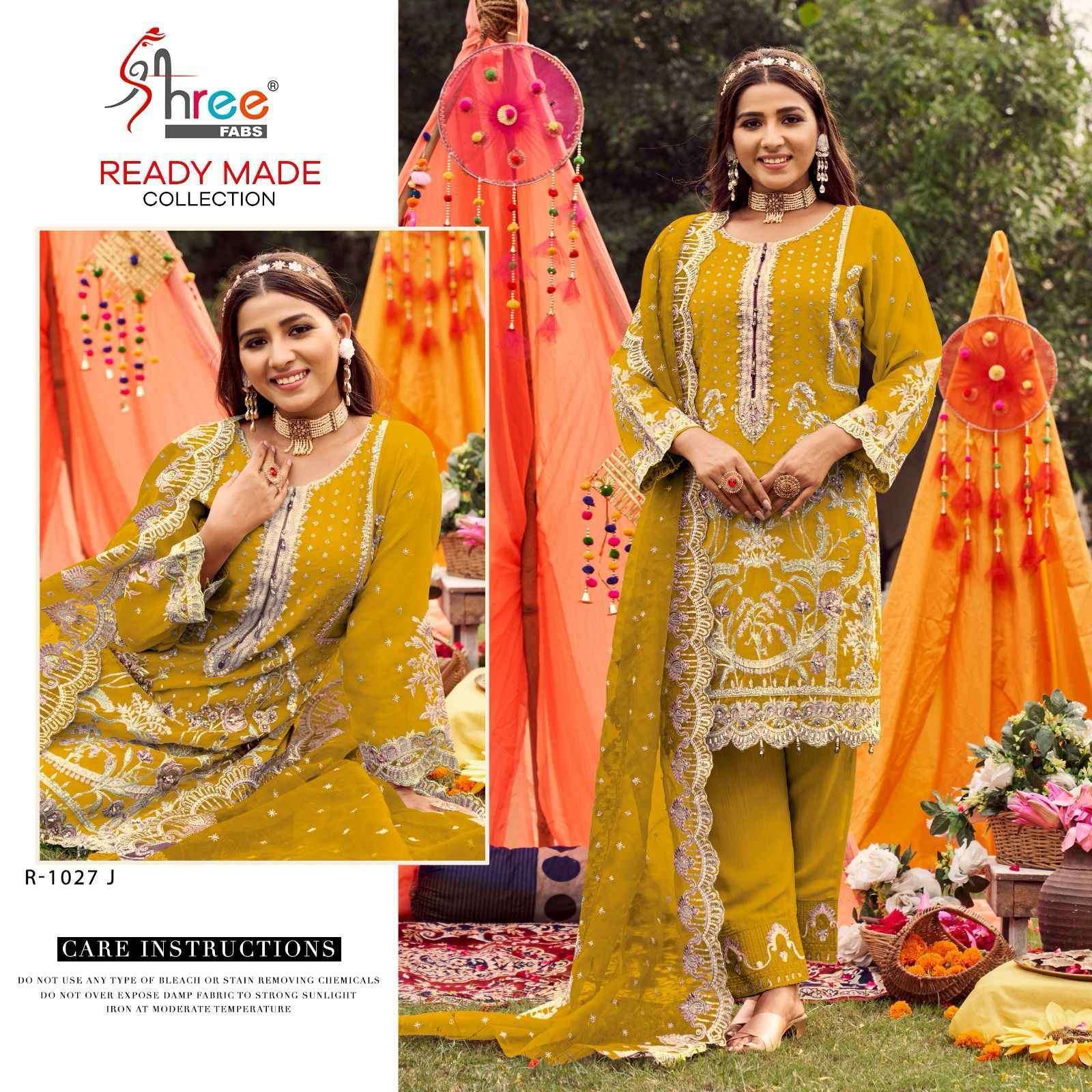 SHREE FABS R 1027 COLORS VOL 2 ORGANZA EMBROIDERY READYMADE PAKISTANI SUIT SUPPLIER 