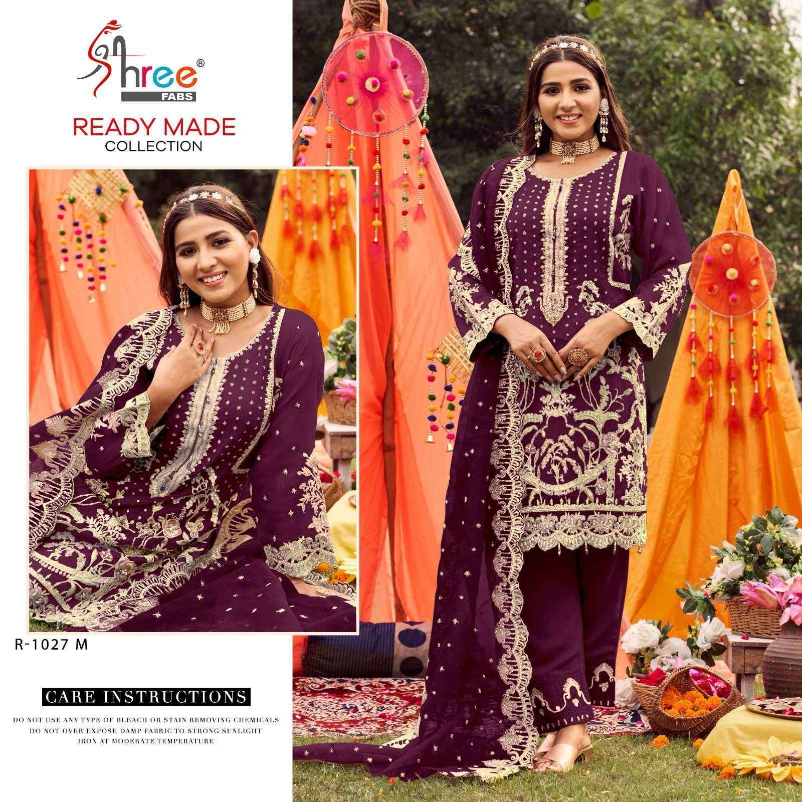 SHREE FABS R 1027 COLORS VOL 2 ORGANZA EMBROIDERY READYMADE PAKISTANI SUIT SUPPLIER 