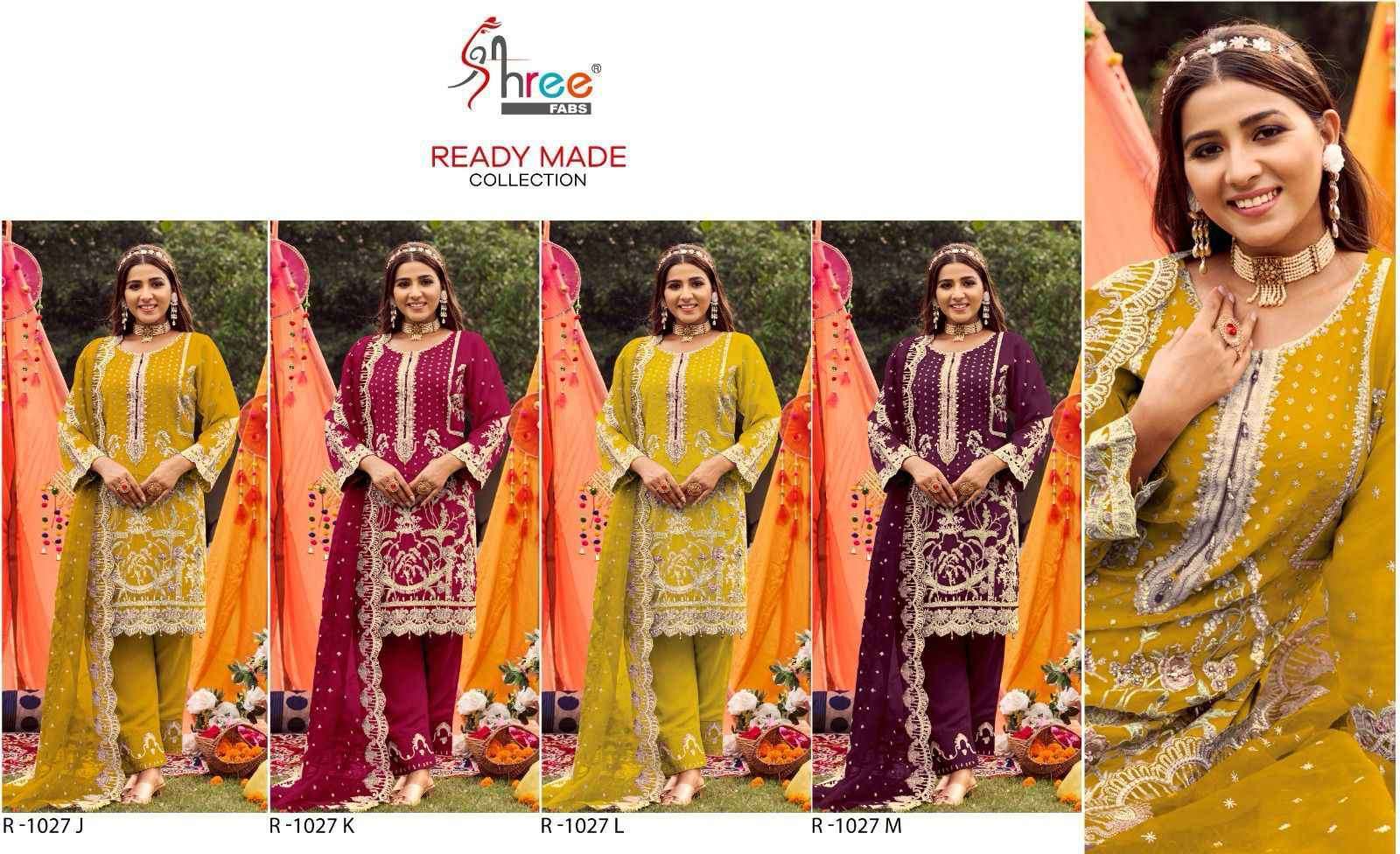 SHREE FABS R 1027 COLORS VOL 2 ORGANZA EMBROIDERY READYMADE PAKISTANI SUIT SUPPLIER 