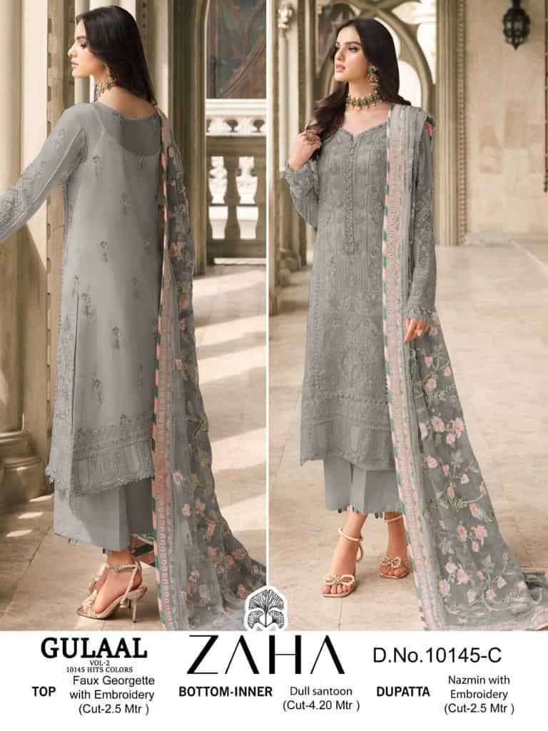 ZAHA GULAAL VOL 1 10145 COLORS PAKISTANI STYLE DESIGNER SUIT WHOLESALE 