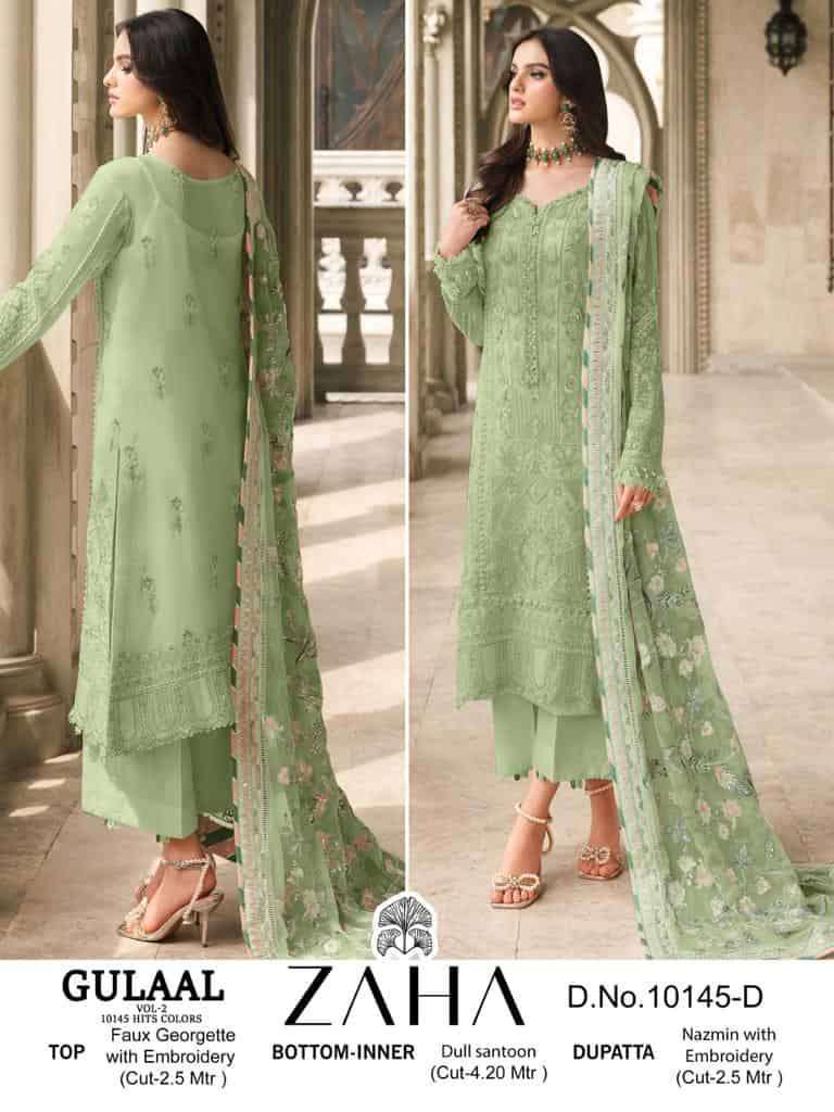 ZAHA GULAAL VOL 1 10145 COLORS PAKISTANI STYLE DESIGNER SUIT WHOLESALE