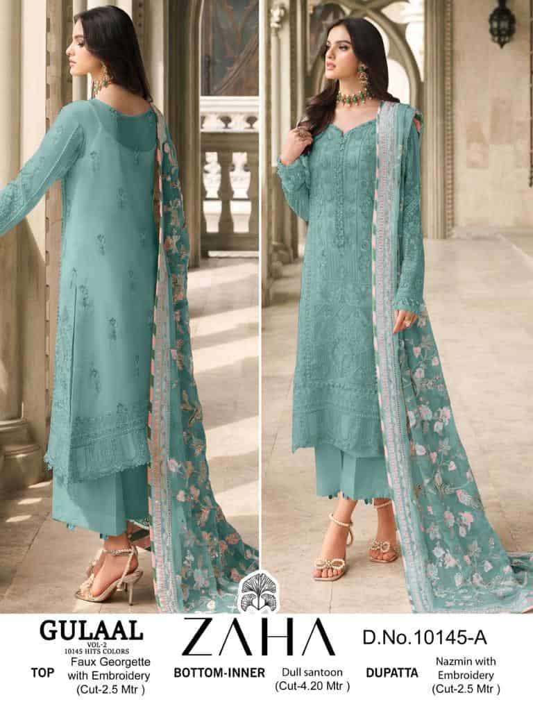 ZAHA GULAAL VOL 1 10145 COLORS PAKISTANI STYLE DESIGNER SUIT WHOLESALE 