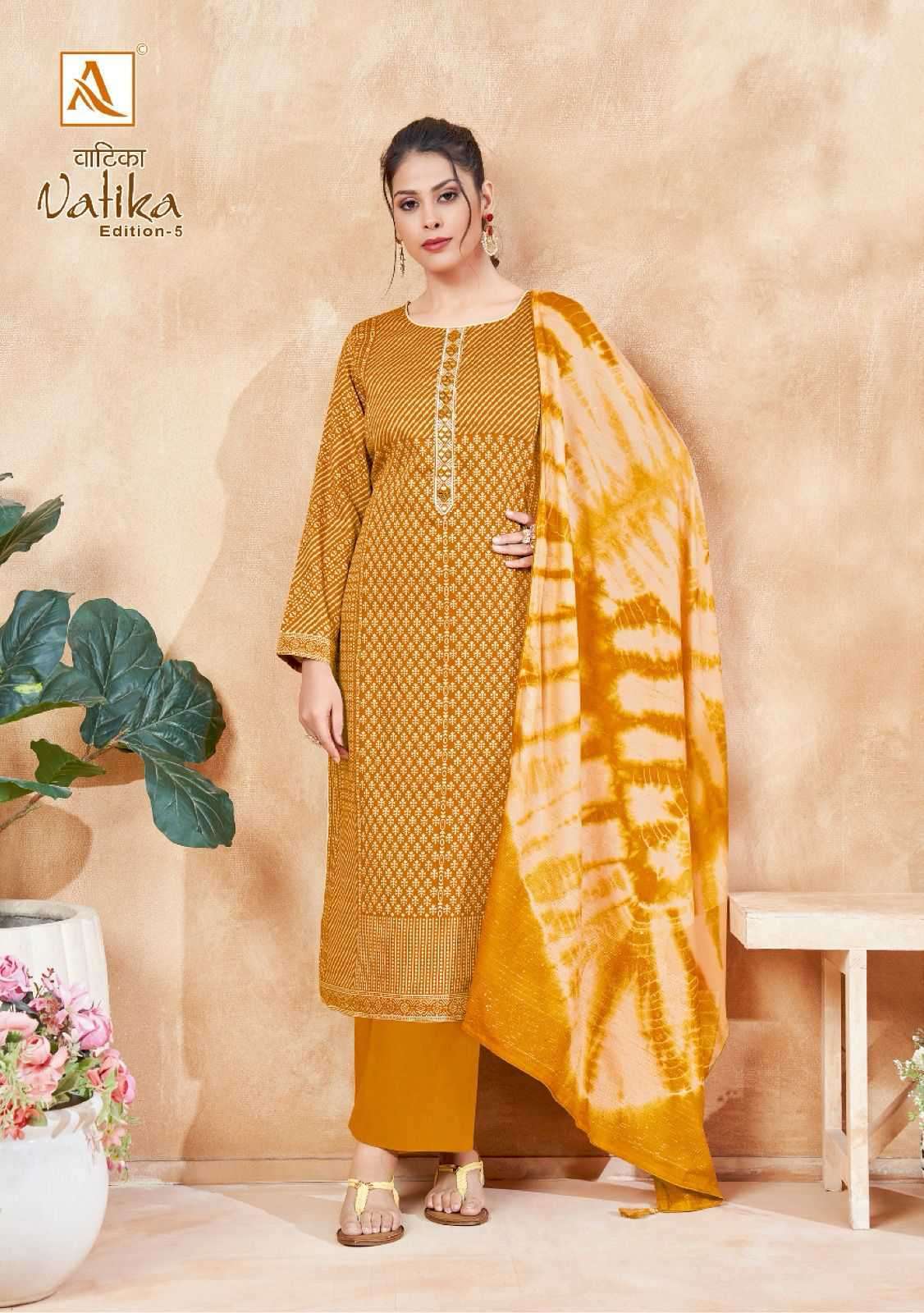 ALOK SUIT LATEST CATALOGUE VATIKA EDITION 5 FANCY COTTON SALWER KAMEEZ WHOLESALER 