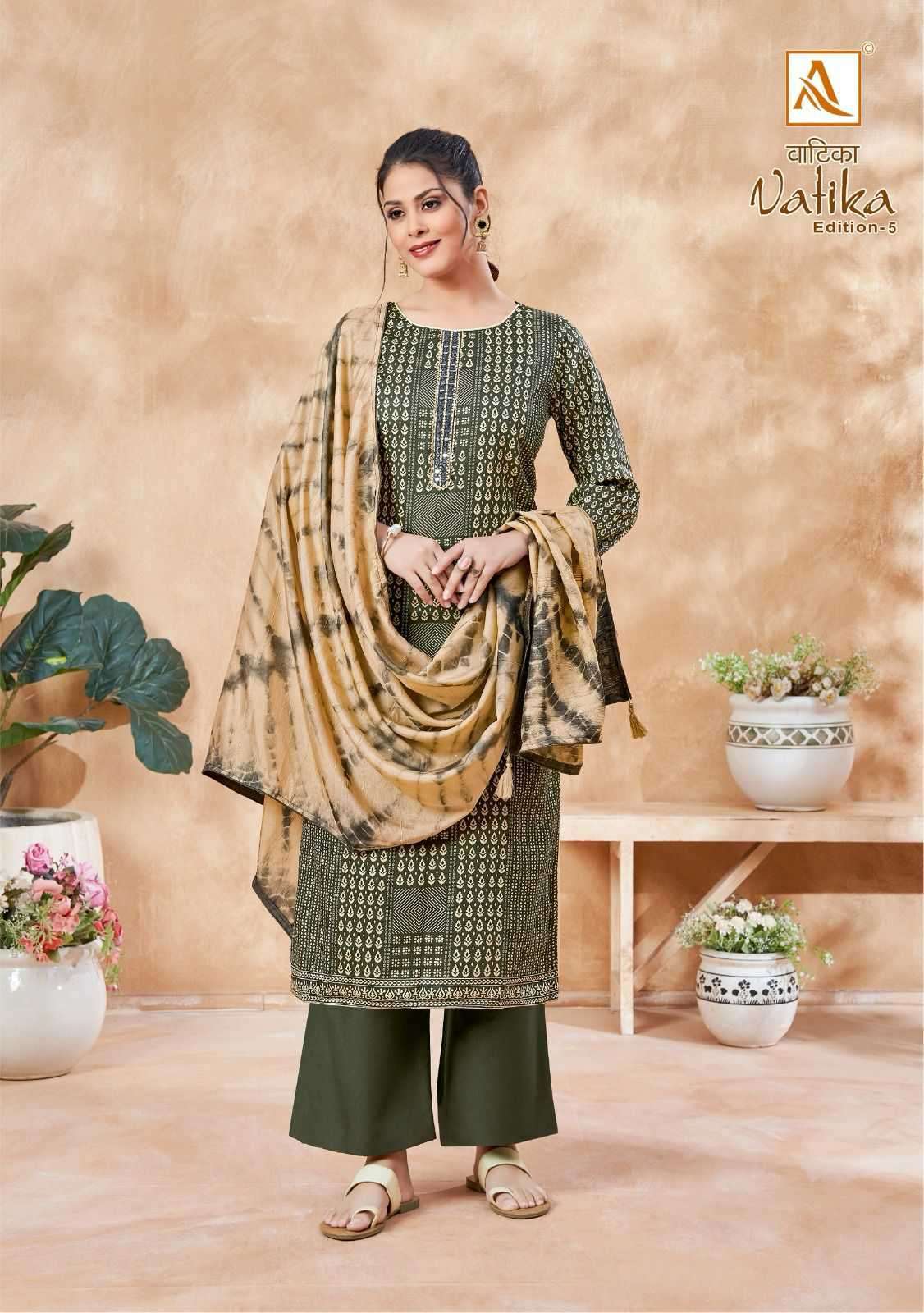 ALOK SUIT LATEST CATALOGUE VATIKA EDITION 5 FANCY COTTON SALWER KAMEEZ WHOLESALER 