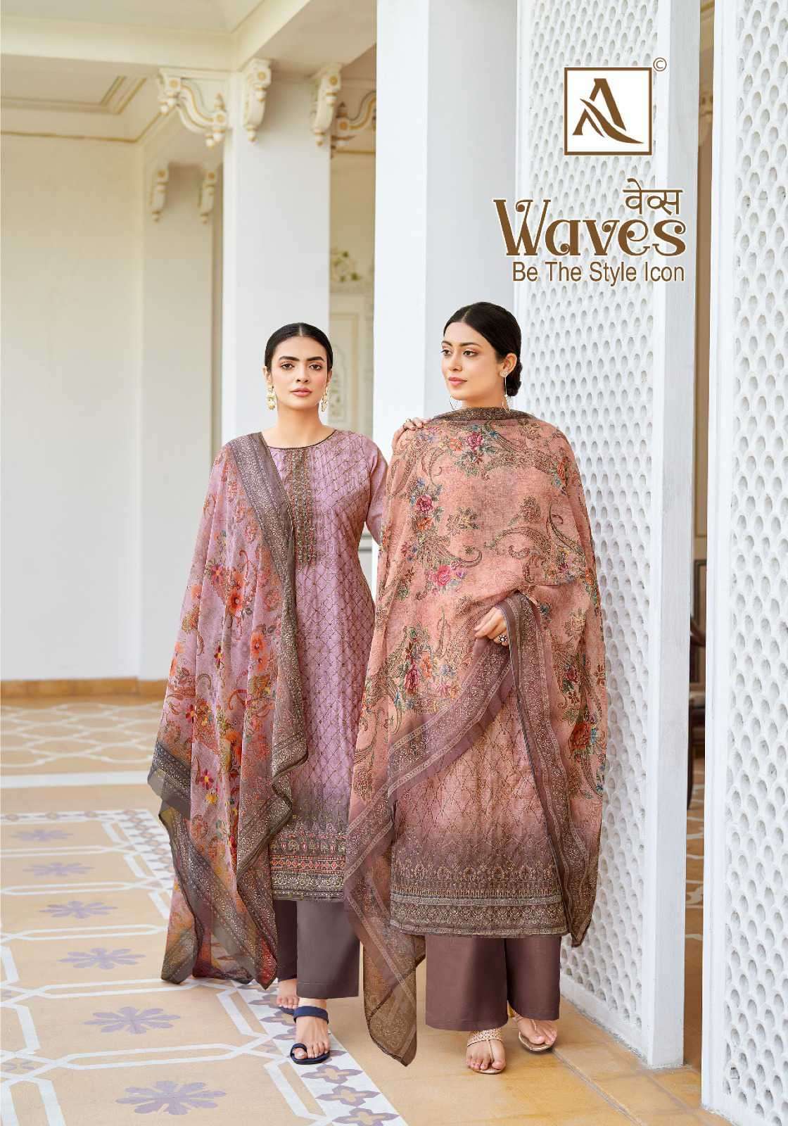 ALOK SUIT LATEST CATALOGUE WAVES DESIGNER CASUAL SUIT COLLECTION BEST RATE SUPPLIER 