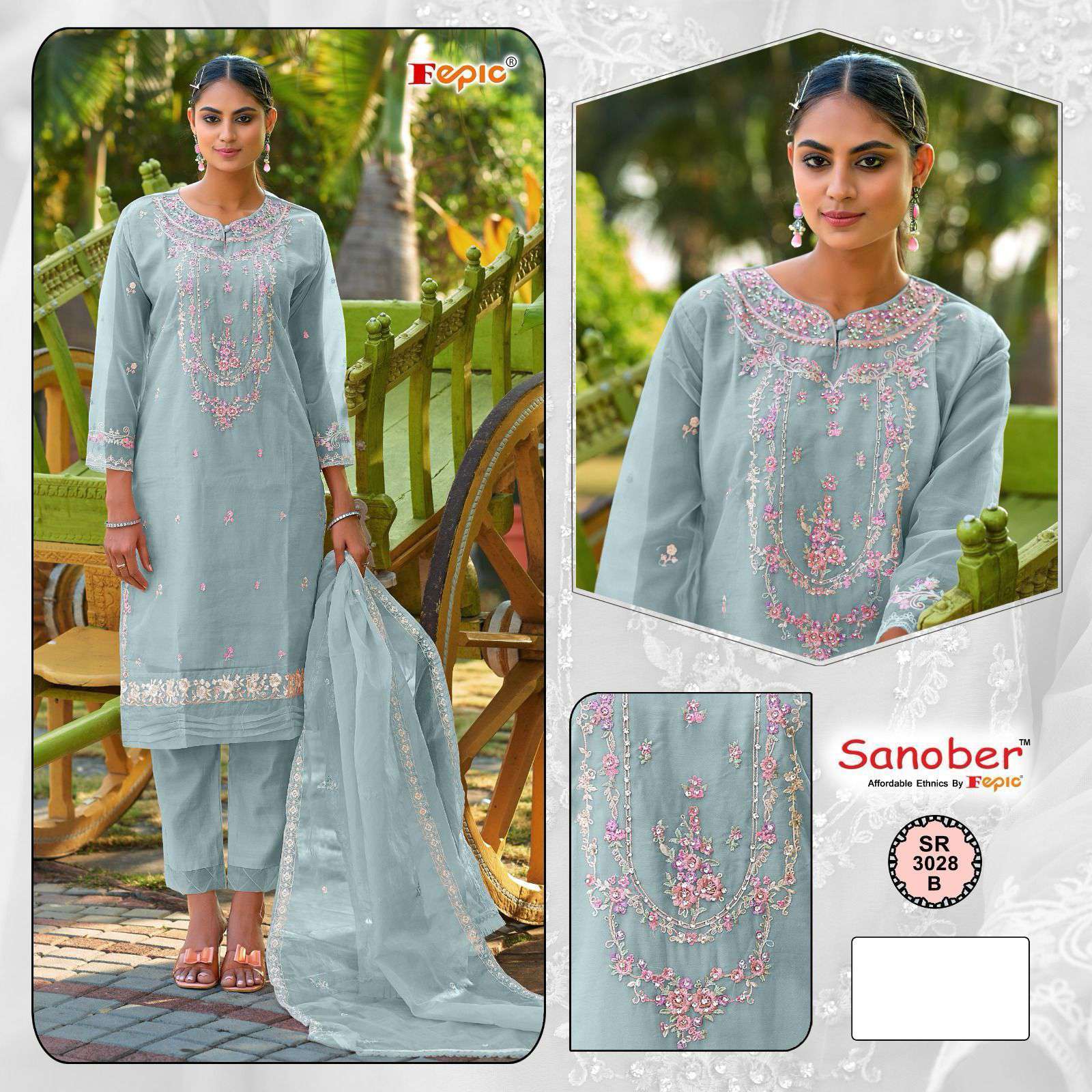 FEPIC SANOBER 3028 COLORS DESIGNER PAKISATNI DRESS COLLECTION WHOLESALE PRICE 