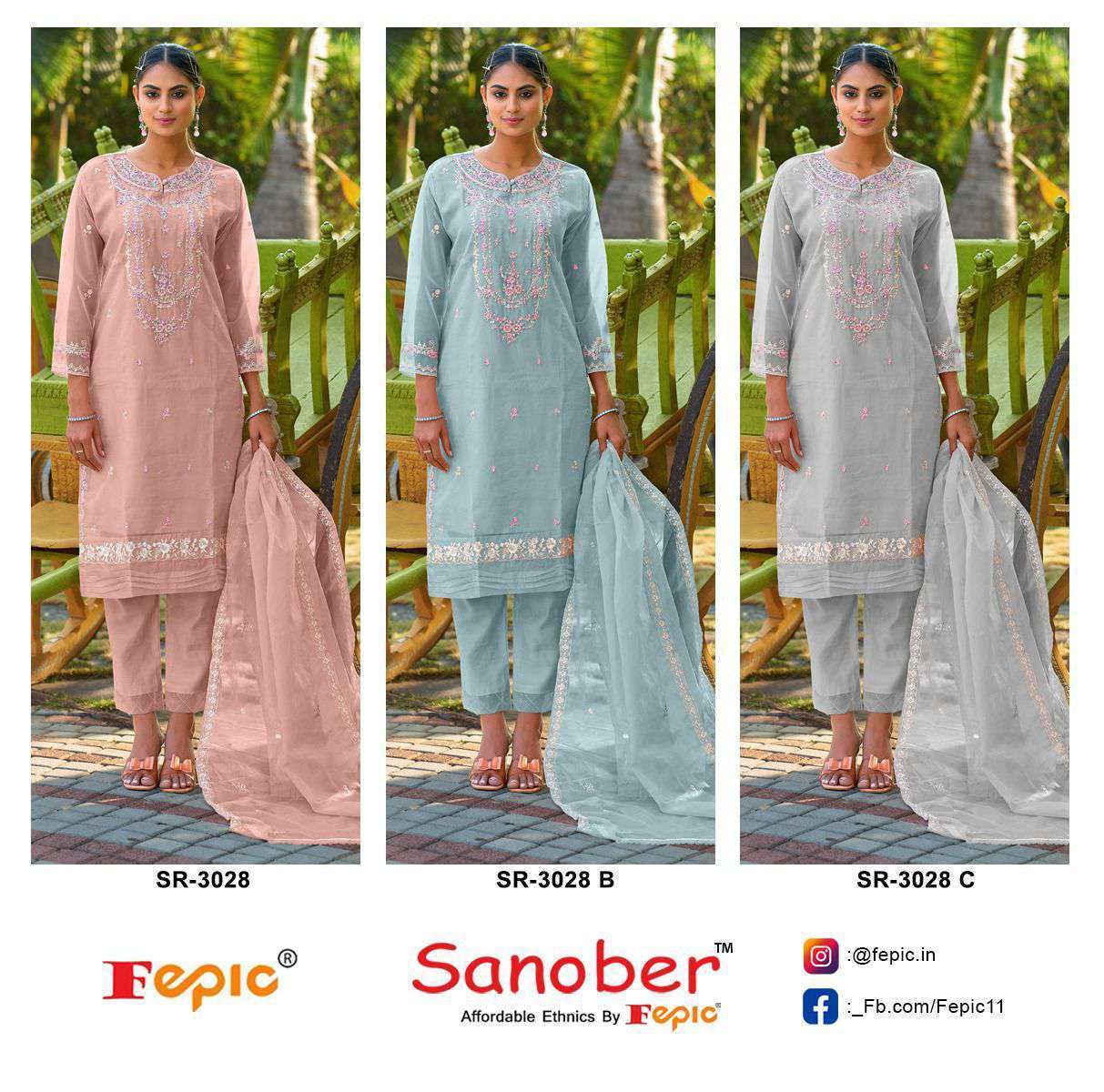 FEPIC SANOBER 3028 COLORS DESIGNER PAKISATNI DRESS COLLECTION WHOLESALE PRICE 