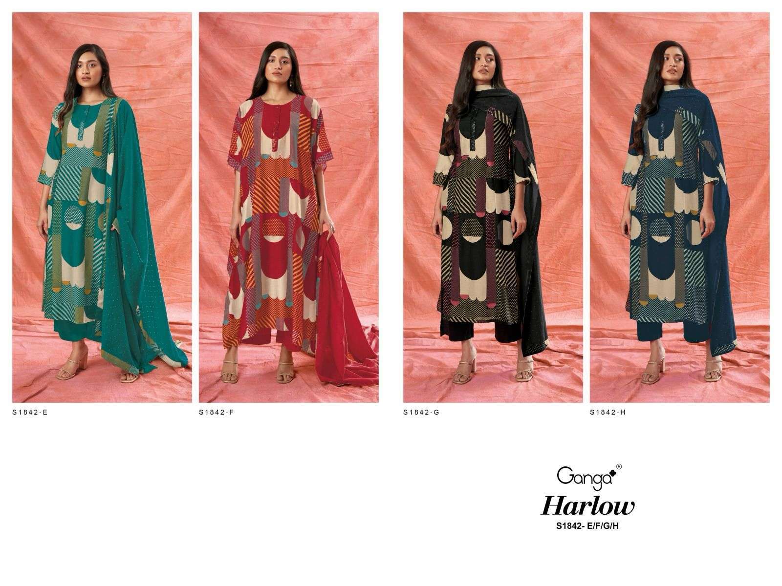 GANGA HARLOW 1842 NEW COLORS BEMBERG SILK COLLECTION WHOLESALE PRICE 
