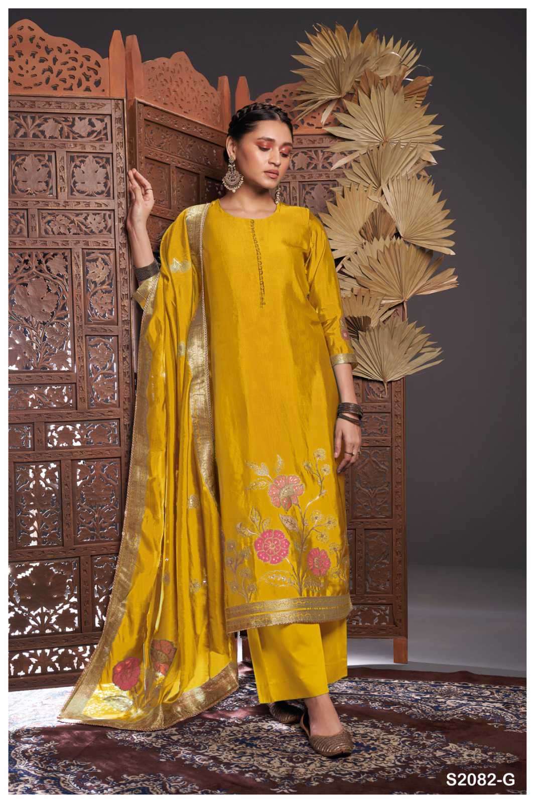 GANGA RUE 2082 NEW COLORS WEDDING WEAR DESIGNER SILK BRANDED SUIT SUPPLIER 