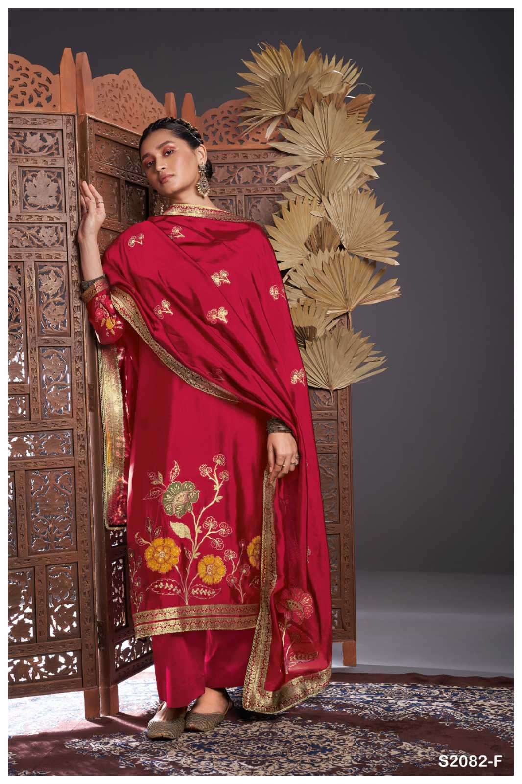 GANGA RUE 2082 NEW COLORS WEDDING WEAR DESIGNER SILK BRANDED SUIT SUPPLIER 